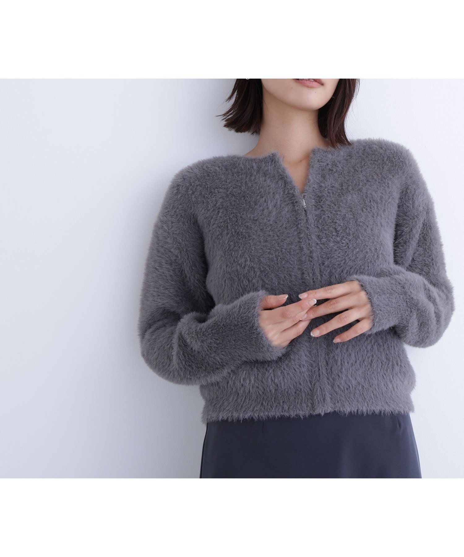 【ナチュラル ビューティー ベーシック/NATURAL BEAUTY BASIC】のヘアリージップカーディガン 人気、トレンドファッション・服の通販 founy(ファニー) 　ファッション　Fashion　レディースファッション　Fashion for Women　トップス・カットソー　Cut & Sew Tops　カーディガン・羽織り　Layered Style Cardigans　カーディガン　Cardigan, Knitwear　コンパクト　Compact, Small Size　バランス　Balance, Style Balance　 other-1|ID: prp329100004697620 ipo3291000000033922205