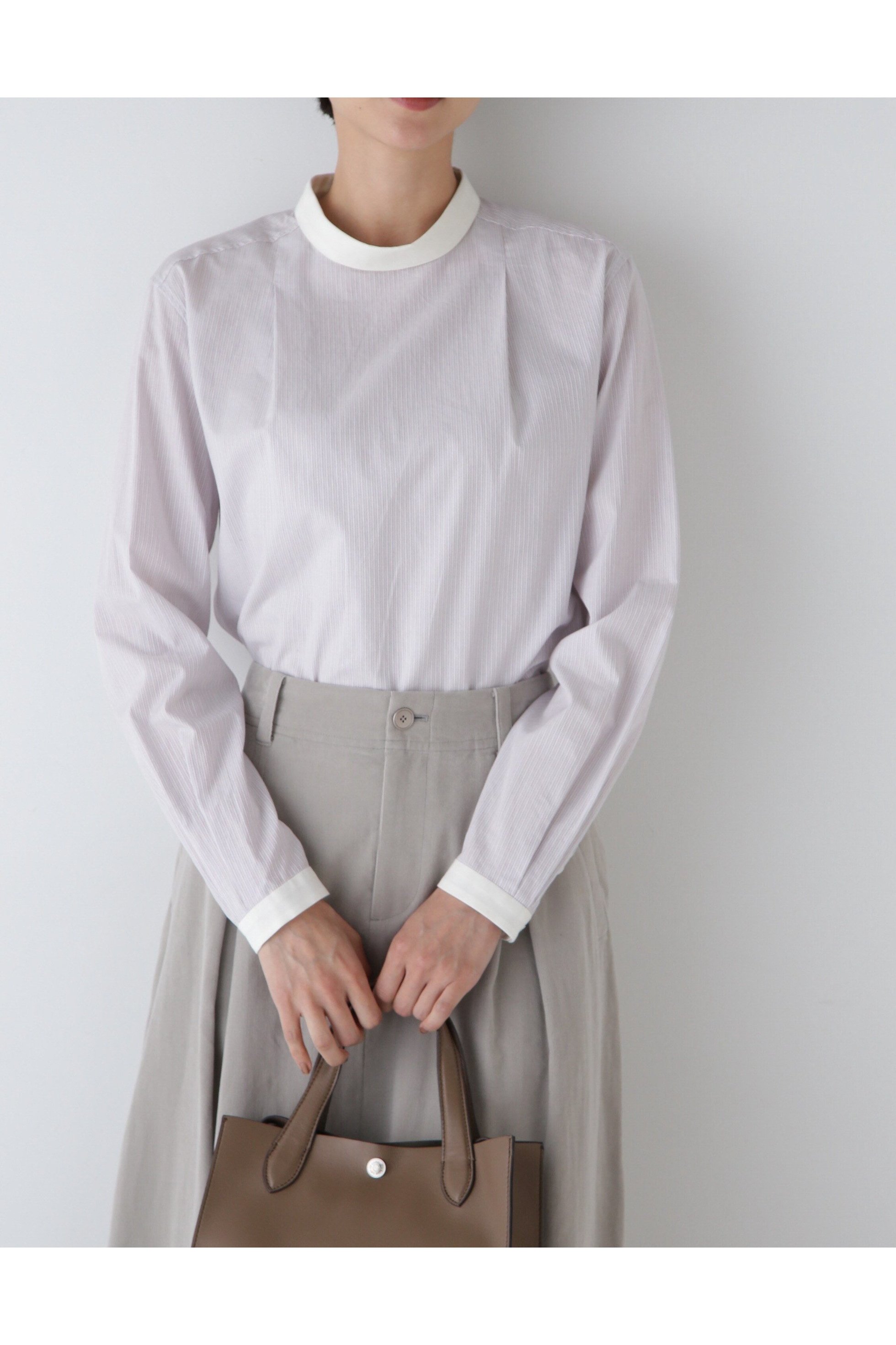 【ヒューマンウーマン/HUMAN WOMAN】のシルプレシュランクストライプブラウス 人気、トレンドファッション・服の通販 founy(ファニー) 　ファッション　Fashion　レディースファッション　Fashion for Women　トップス・カットソー　Cut & Sew Tops　シャツ・ブラウス・オフィスカジュアル　Elegant Blouses & Button-Ups　おすすめ　Recommended / Our Picks　インナー　Innerwear　カフス　Cuff Design　ベスト　Vest, Waistcoat　エレガント 上品　Elegant　無地　Plain, Solid Color　 other-1|ID: prp329100004697625 ipo3291000000033922242