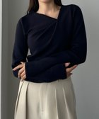 【ジュノア/JUNOAH】のLouere ドレープアシメネックニットトップス ネイビー|ID: prp329100004697659 ipo3291000000033922500