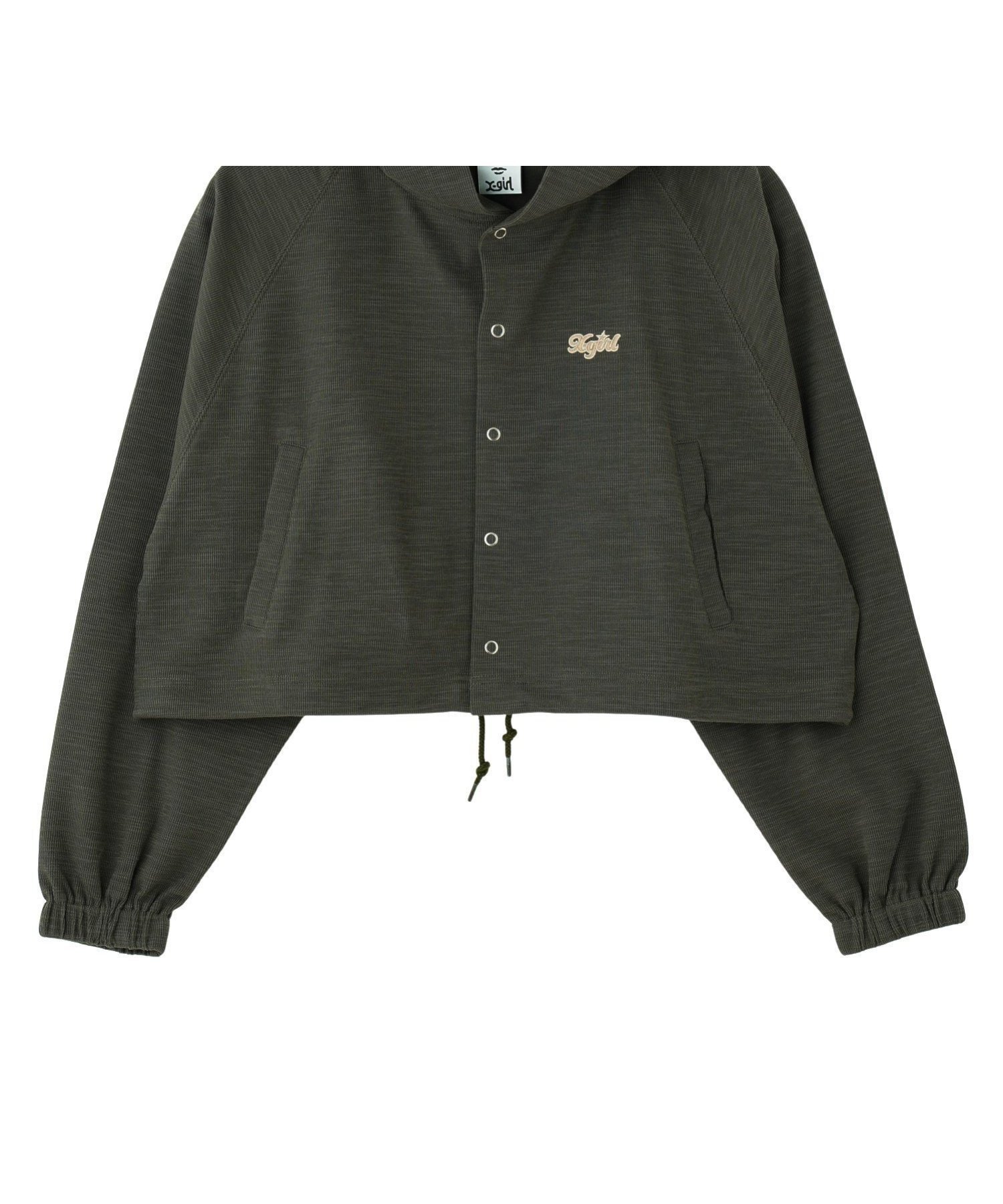 【エックスガール/X-girl】のONE POINT STAR LOGO HOODED CARDIGAN 【X-girl】 インテリア・キッズ・メンズ・レディースファッション・服の通販 founy(ファニー) 　ファッション　Fashion　レディースファッション　Fashion for Women　トップス・カットソー　Cut & Sew Tops　カーディガン・羽織り　Layered Style Cardigans　カーディガン　Cardigan, Knitwear　クロップド　Cropped, Short Length　バランス　Balance, Style Balance　ポケット　Pocket, Pocket Detail　ミニスカート　Mini Skirt, Short Skirt　ワンポイント　One Point, Statement Accent　S/S・春夏　SS, Spring/Summer, Warm Season　おすすめ　Recommended / Our Picks　夏　Summer　旅行　Travel　OLIVE|ID: prp329100004697677 ipo3291000000033922664