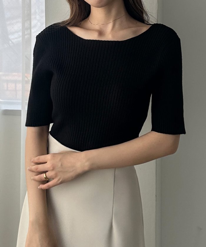 【ジュノア/JUNOAH】のLouere ボートネック半袖リブニット インテリア・キッズ・メンズ・レディースファッション・服の通販 founy(ファニー) https://founy.com/ ファッション Fashion レディースファッション Fashion for Women トップス・カットソー Cut & Sew Tops ニット Knit Tops & Sweaters リブニット Rib Knit, Ribbed Knit 半袖 Short Sleeve, Half Sleeve |ID: prp329100004697812 ipo3291000000033923563