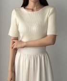 【ジュノア/JUNOAH】のLouere ボートネック半袖リブニット アイボリー|ID: prp329100004697812 ipo3291000000033923568