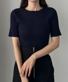 【ジュノア/JUNOAH】のLouere ボートネック半袖リブニット ネイビー|ID: prp329100004697812 ipo3291000000033923569