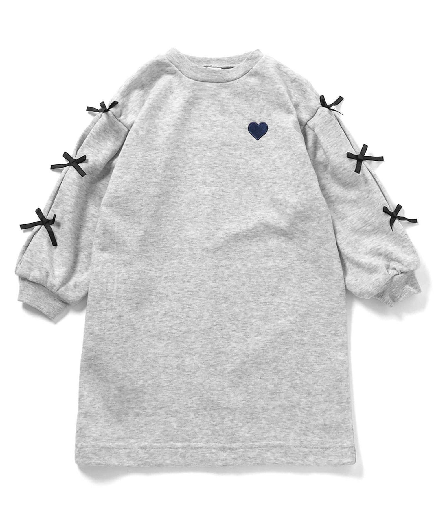 【エフオー オンラインストア/F.O.Online Store / KIDS】のWEB限定 袖リボンワンピース インテリア・キッズ・メンズ・レディースファッション・服の通販 founy(ファニー) 　ファッション　Fashion　キッズファッション　Fashion for Kids　ワンピース　Dresses　リボン　Ribbon, Bow　グレー|ID: prp329100004697819 ipo3291000000034054454