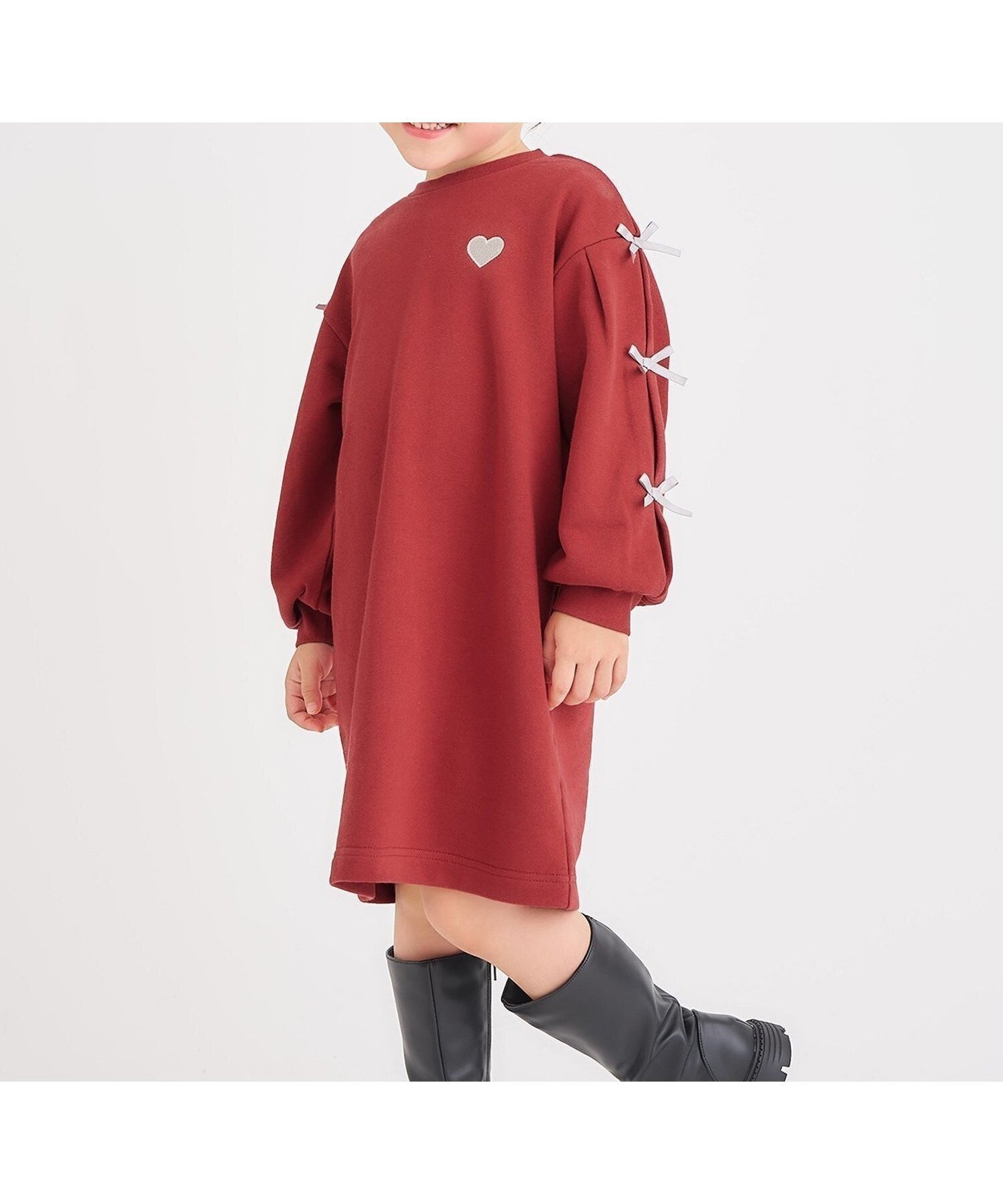 【エフオー オンラインストア/F.O.Online Store / KIDS】のWEB限定 袖リボンワンピース インテリア・キッズ・メンズ・レディースファッション・服の通販 founy(ファニー) 　ファッション　Fashion　キッズファッション　Fashion for Kids　ワンピース　Dresses　リボン　Ribbon, Bow　レッド|ID: prp329100004697819 ipo3291000000034054457
