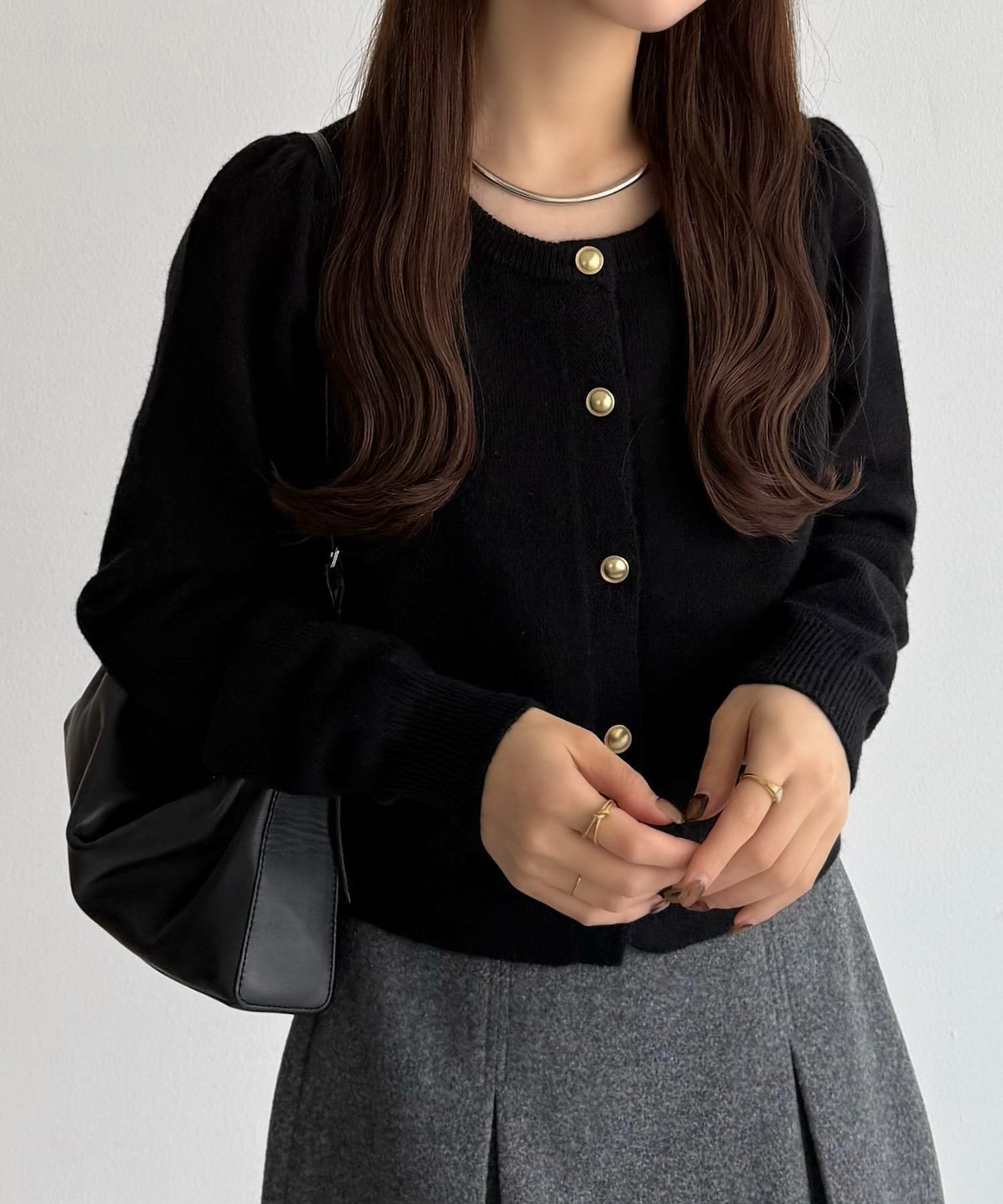 【ジュノア/JUNOAH】の金ボタンパフスリーブショートニットカーディガン 人気、トレンドファッション・服の通販 founy(ファニー) 　ファッション　Fashion　レディースファッション　Fashion for Women　トップス・カットソー　Cut & Sew Tops　ニット　Knit Tops & Sweaters　カーディガン・羽織り　Layered Style Cardigans　アクリル　Acrylic Material　 other-1|ID: prp329100004697826 ipo3291000000033923614