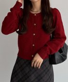 【ジュノア/JUNOAH】の金ボタンパフスリーブショートニットカーディガン レッド|ID: prp329100004697826 ipo3291000000033923619