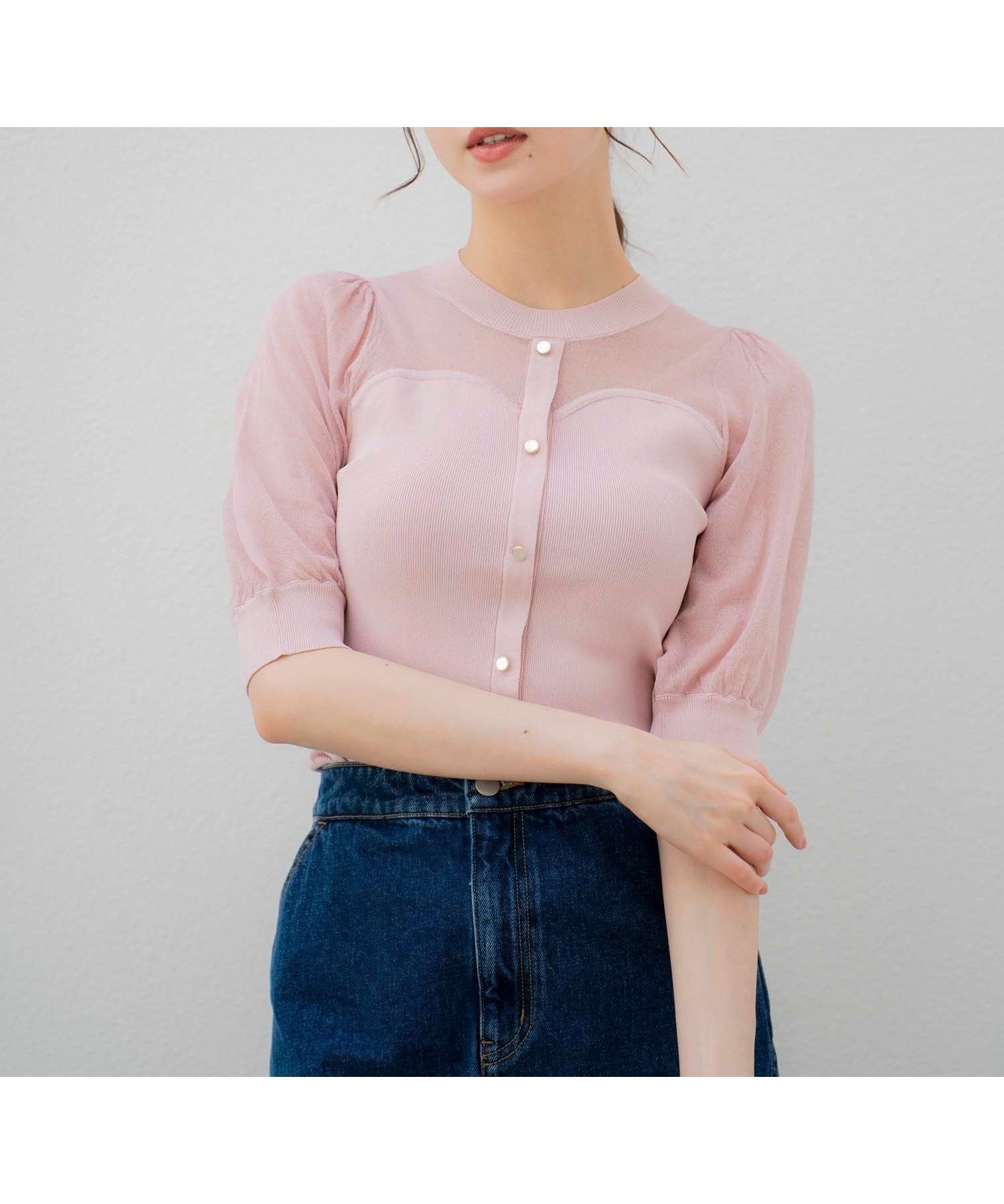 【ノエラ/Noela】のビスチェライクシアーニット インテリア・キッズ・メンズ・レディースファッション・服の通販 founy(ファニー) 　ファッション　Fashion　レディースファッション　Fashion for Women　トップス・カットソー　Cut & Sew Tops　ニット　Knit Tops & Sweaters　ビスチェ　Bustiers & Corset Tops / Layered Bustier Style　トレンド　Trend, Trending Now　フロント　Front, Front Design　ポケット　Pocket, Pocket Detail　ヨーク　Yoke, Yoke Design　夏　Summer　ピンク|ID: prp329100004697835 ipo3291000000033923672
