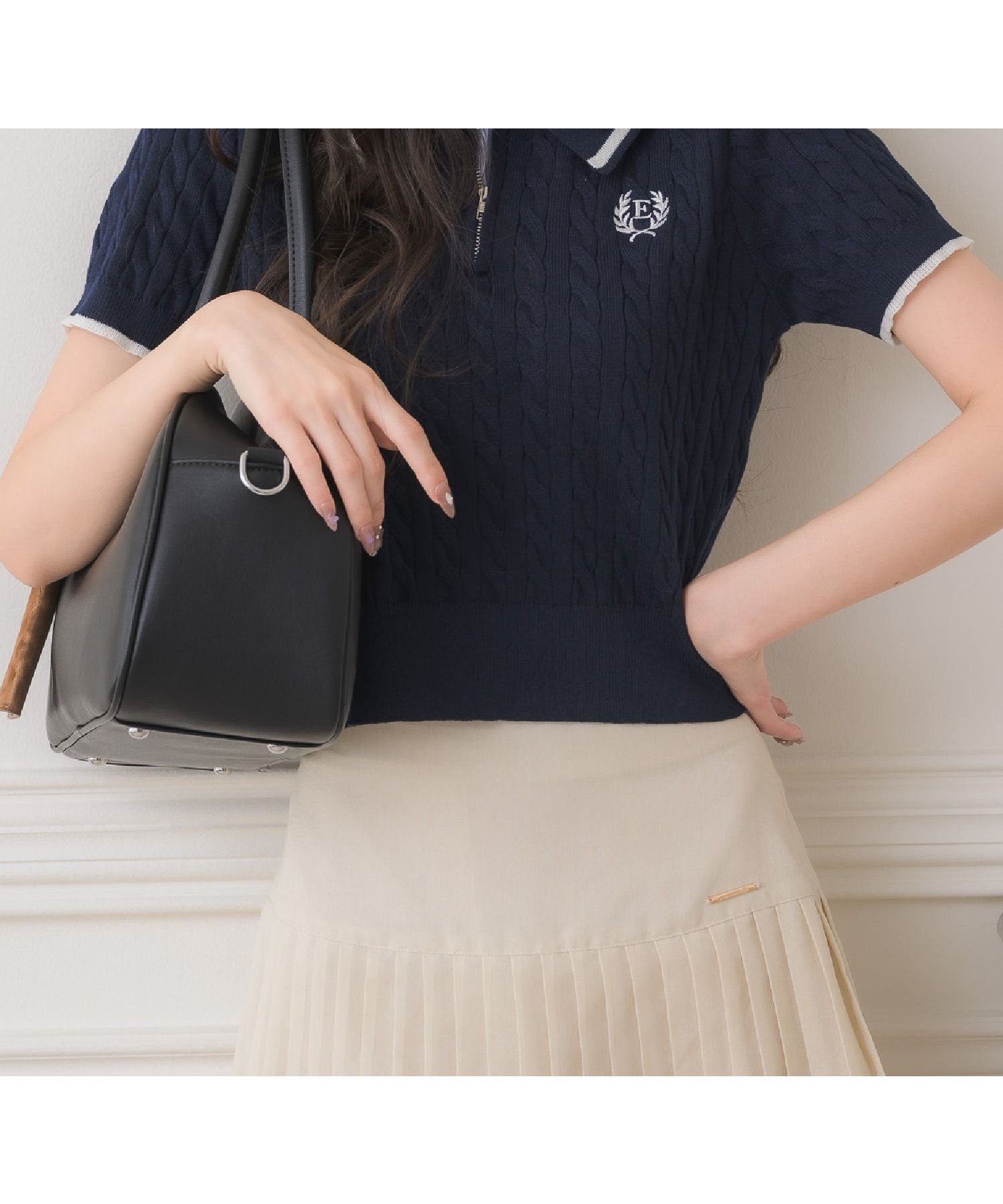 【レトロガール/RETRO GIRL】のZIPシャツレイヤード風NT インテリア・キッズ・メンズ・レディースファッション・服の通販 founy(ファニー) 　ファッション　Fashion　レディースファッション　Fashion for Women　トップス・カットソー　Cut & Sew Tops　シャツ・ブラウス・オフィスカジュアル　Elegant Blouses & Button-Ups　おすすめ　Recommended / Our Picks　センター　Center, Center Line　デニム　Denim, Jeans Material　ドッキング　Docking, Mixed Material　プリーツ　Pleats, Pleated　ワンポイント　One Point, Statement Accent　ダークブルー|ID: prp329100004697876 ipo3291000000033923872