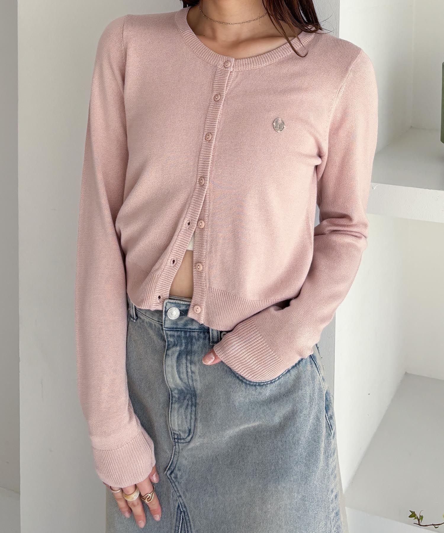 【ヘザー/Heather】の【秋の新色入荷】モチーフコンパクトカーディガン インテリア・キッズ・メンズ・レディースファッション・服の通販 founy(ファニー) 　ファッション　Fashion　レディースファッション　Fashion for Women　トップス・カットソー　Cut & Sew Tops　カーディガン・羽織り　Layered Style Cardigans　カーディガン　Cardigan, Knitwear　コンパクト　Compact, Small Size　シンプル　Simple, Minimal　ベーシック　Basic, Essential　ボトム　Bottoms, Lower Wear　モチーフ　Motif, Design Theme　秋　Autumn　羽織　Haori, Light Jacket　ピンク|ID: prp329100004698042 ipo3291000000033924758