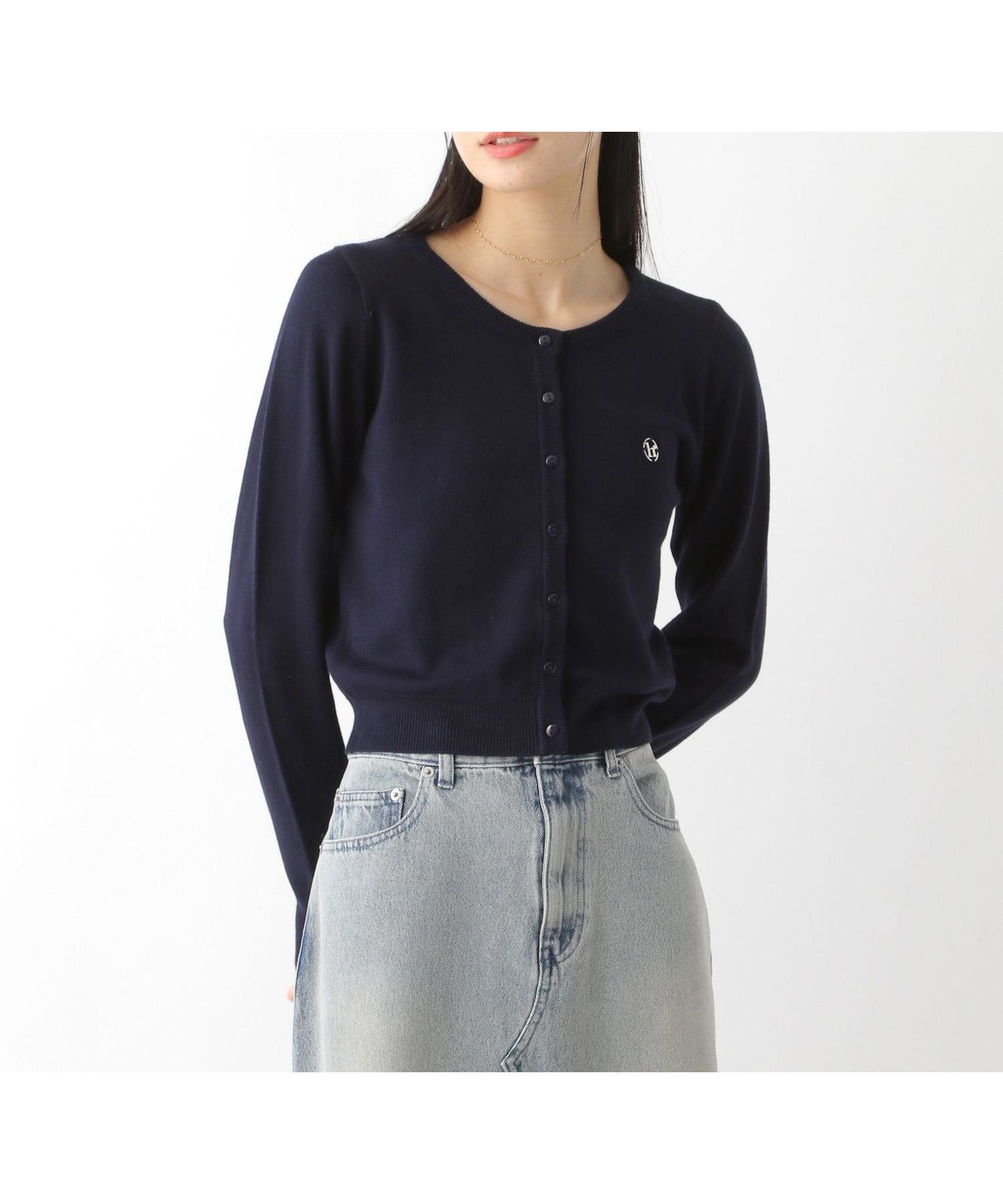 【ヘザー/Heather】の【秋の新色入荷】モチーフコンパクトカーディガン インテリア・キッズ・メンズ・レディースファッション・服の通販 founy(ファニー) 　ファッション　Fashion　レディースファッション　Fashion for Women　トップス・カットソー　Cut & Sew Tops　カーディガン・羽織り　Layered Style Cardigans　カーディガン　Cardigan, Knitwear　コンパクト　Compact, Small Size　シンプル　Simple, Minimal　ベーシック　Basic, Essential　ボトム　Bottoms, Lower Wear　モチーフ　Motif, Design Theme　秋　Autumn　羽織　Haori, Light Jacket　ネイビー|ID: prp329100004698042 ipo3291000000033924763