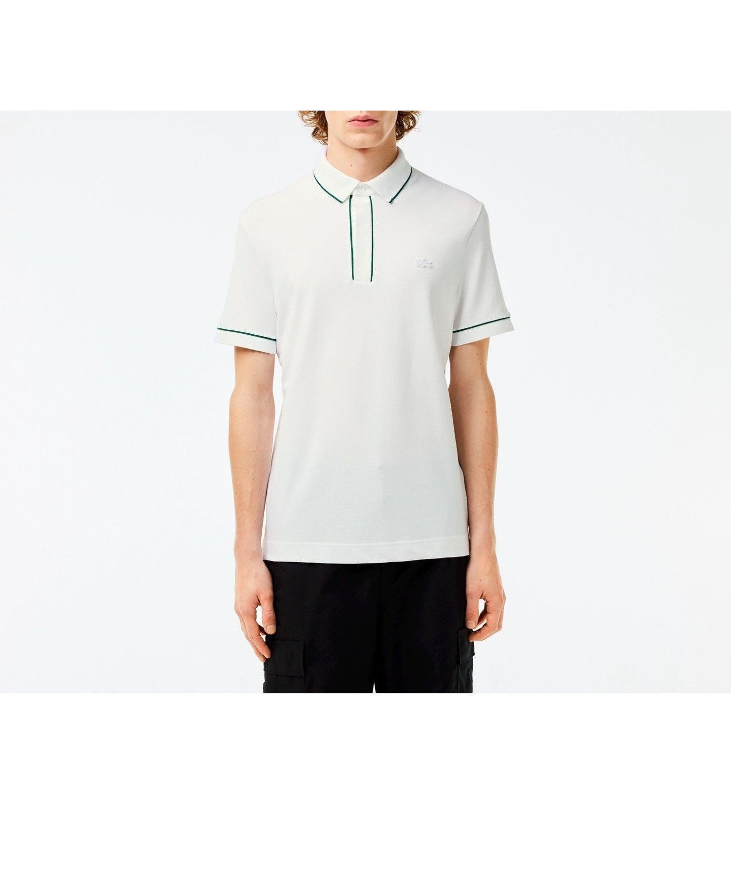 【ラコステ/LACOSTE / MEN】のオーガニックコットン ストレッチ鹿の子 配色パイピング比翼ポロシャツ インテリア・キッズ・メンズ・レディースファッション・服の通販 founy(ファニー) 　ファッション　Fashion　メンズファッション　Fashion for Men　ストレッチ　Stretch, Stretchy Fabric　パイピング　Piping, Trim Design　ポロシャツ　Polo Shirt, Collared Tee　半袖　Short Sleeve, Half Sleeve　鹿の子　Piqué, Kanoko Fabric　ホワイト|ID: prp329100004698065 ipo3291000000033924931