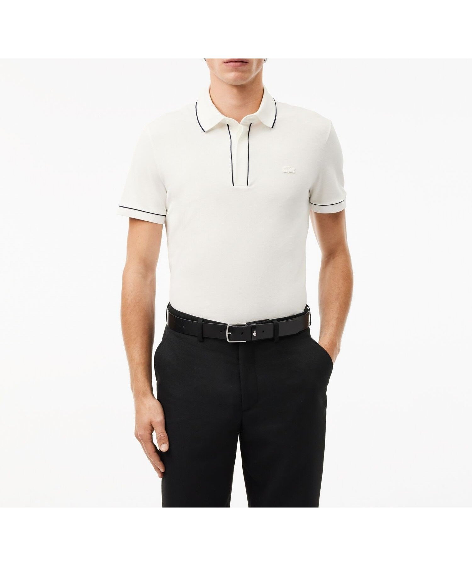 【ラコステ/LACOSTE / MEN】のオーガニックコットン ストレッチ鹿の子 配色パイピング比翼ポロシャツ インテリア・キッズ・メンズ・レディースファッション・服の通販 founy(ファニー) 　ファッション　Fashion　メンズファッション　Fashion for Men　ストレッチ　Stretch, Stretchy Fabric　パイピング　Piping, Trim Design　ポロシャツ　Polo Shirt, Collared Tee　半袖　Short Sleeve, Half Sleeve　鹿の子　Piqué, Kanoko Fabric　オフホワイト|ID: prp329100004698065 ipo3291000000033924933
