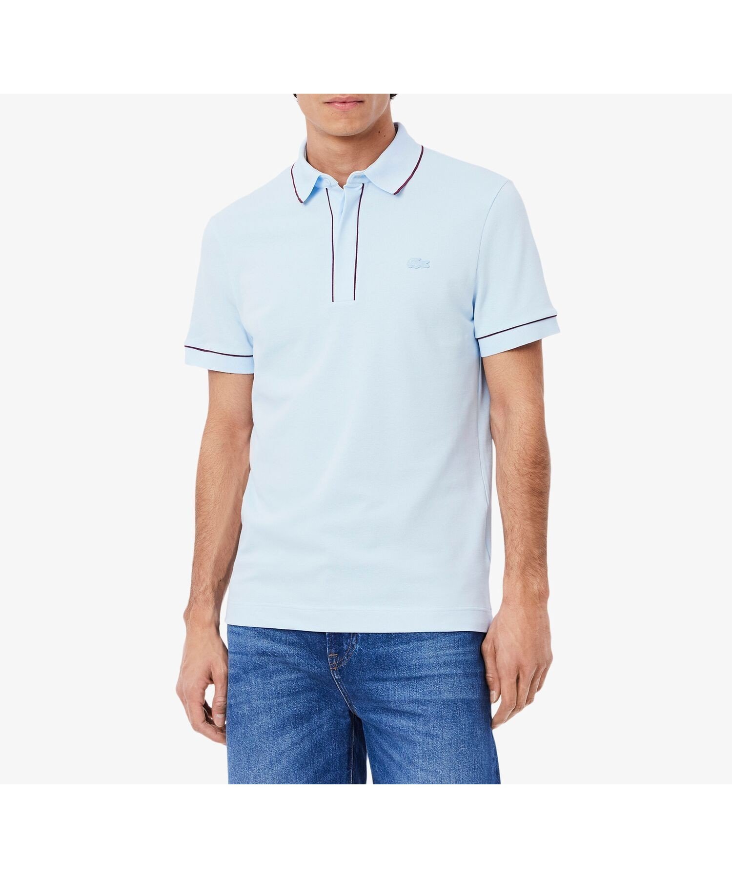 【ラコステ/LACOSTE / MEN】のオーガニックコットン ストレッチ鹿の子 配色パイピング比翼ポロシャツ インテリア・キッズ・メンズ・レディースファッション・服の通販 founy(ファニー) 　ファッション　Fashion　メンズファッション　Fashion for Men　ストレッチ　Stretch, Stretchy Fabric　パイピング　Piping, Trim Design　ポロシャツ　Polo Shirt, Collared Tee　半袖　Short Sleeve, Half Sleeve　鹿の子　Piqué, Kanoko Fabric　サックスブルー|ID: prp329100004698065 ipo3291000000033924938