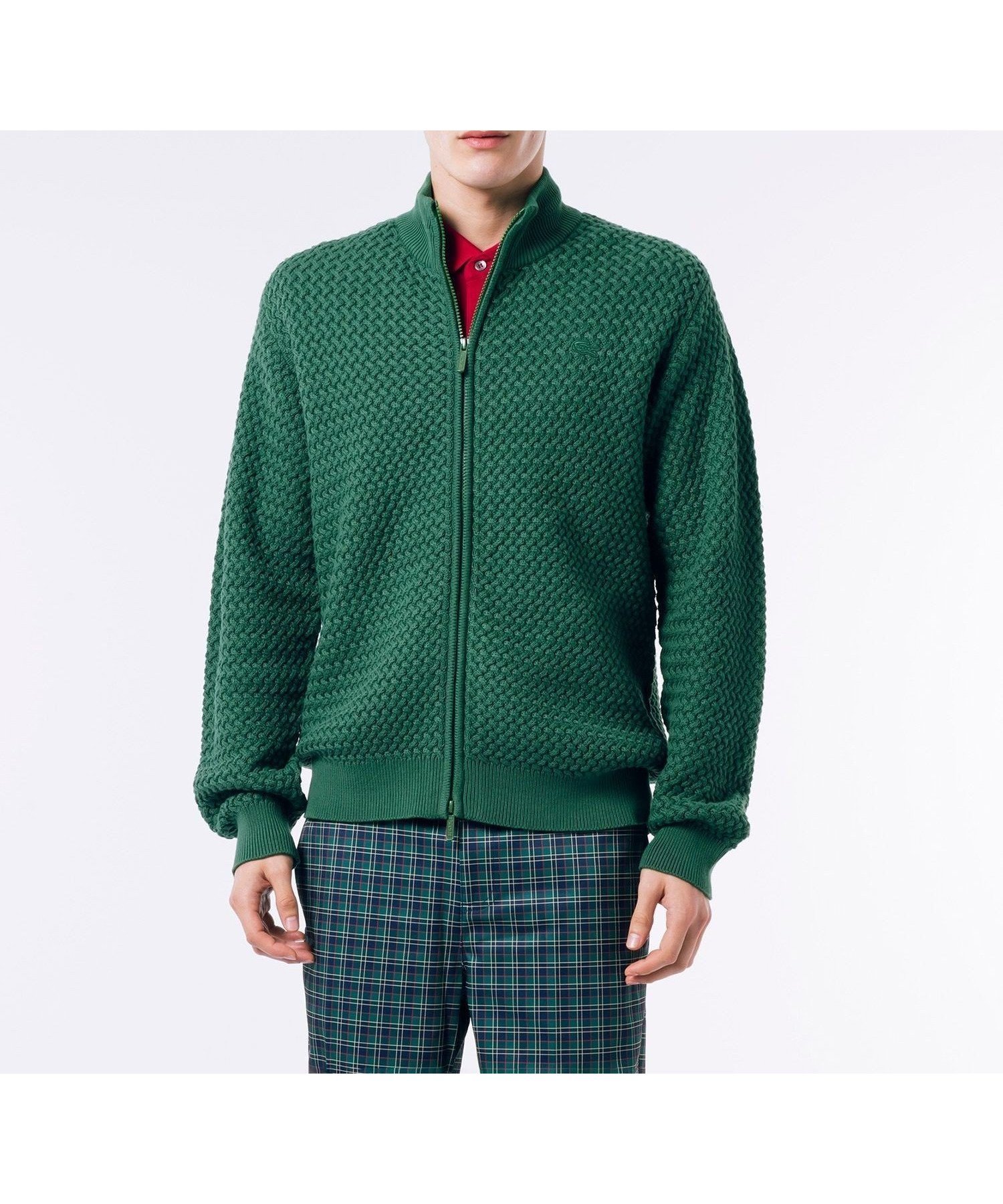 【ラコステ/LACOSTE / MEN】のバスケットニット ダブルジップ ドライバーズニット インテリア・キッズ・メンズ・レディースファッション・服の通販 founy(ファニー) 　ファッション　Fashion　メンズファッション　Fashion for Men　スタンド　Stand Collar, Upright Stand　ストライプ　Stripe, Striped Pattern　スポーティ　Sporty, Casual Athletic　デニム　Denim, Jeans Material　バスケット　Basket, Basket Bag　リブニット　Rib Knit, Ribbed Knit　リラックス　Relax, Relaxed Fit　グリーン|ID: prp329100004698141 ipo3291000000033925438
