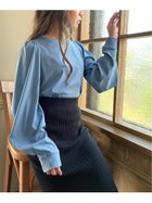 【ジュノア/JUNOAH】のパフスリーブボリューム長袖ブラウス ブルー|ID: prp329100004698260 ipo3291000000033926323