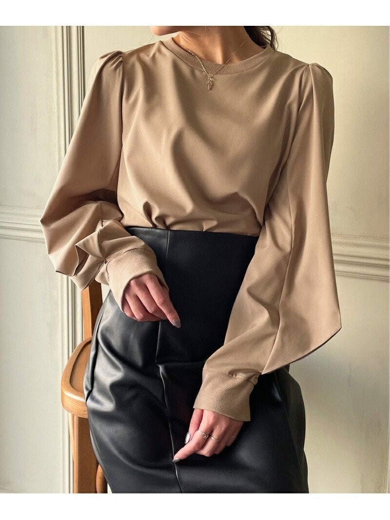 【ジュノア/JUNOAH】のパフスリーブボリューム長袖ブラウス インテリア・キッズ・メンズ・レディースファッション・服の通販 founy(ファニー) 　ファッション　Fashion　レディースファッション　Fashion for Women　トップス・カットソー　Cut & Sew Tops　シャツ・ブラウス・オフィスカジュアル　Elegant Blouses & Button-Ups　長袖　Long Sleeve, Full Sleeve　ベージュ|ID: prp329100004698260 ipo3291000000033926324