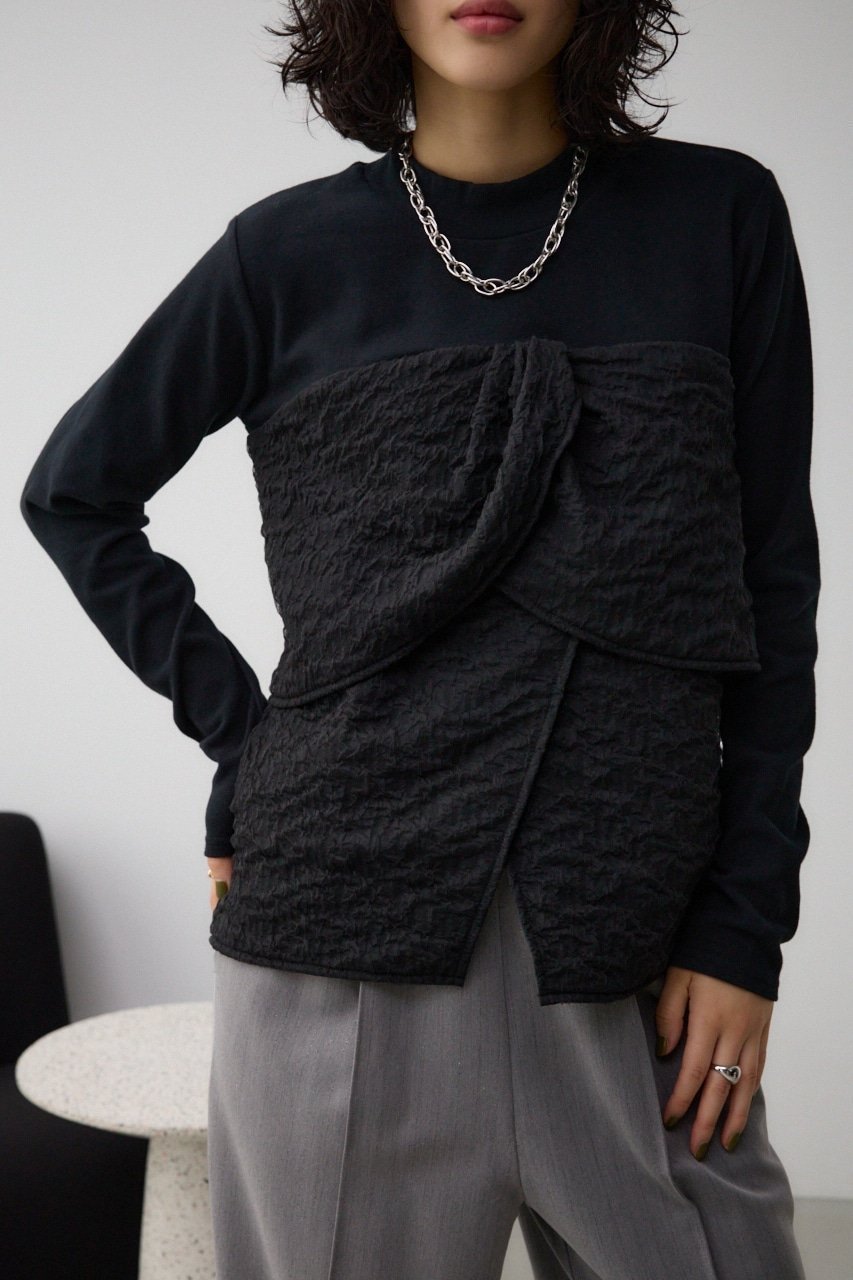 【アズール バイ マウジー/AZUL by moussy】のキモウフライスビスチェトップス インテリア・キッズ・メンズ・レディースファッション・服の通販 founy(ファニー) 　ファッション　Fashion　レディースファッション　Fashion for Women　トップス・カットソー　Cut & Sew Tops　ビスチェ　Bustiers & Corset Tops / Layered Bustier Style　2024年　2024　2024-2025秋冬・A/W　Autumn/Winter 2024–25 AW24–25　おすすめ　Recommended / Our Picks　オーガンジー　Organza Fabric　カットソー　Cut and Sewn Top　デニム　Denim, Jeans Material　ハイネック　High Neck, Mock Neck　ボトム　Bottoms, Lower Wear　A/W・秋冬　Autumn/Winter　BLK|ID: prp329100004698274 ipo3291000000033926424