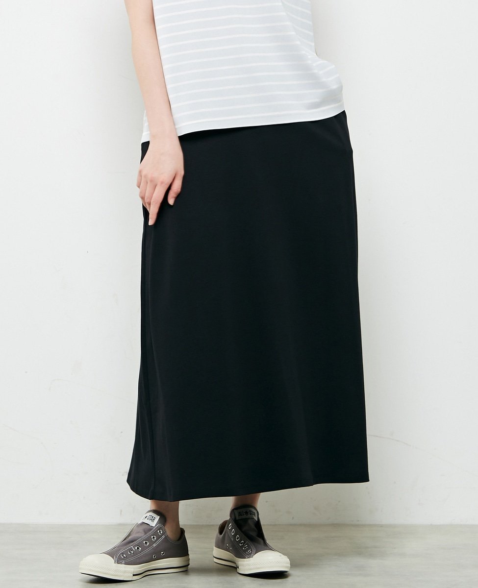 【メルローズ クレール/MELROSE claire】の【シンプル大人イージーロングスカート】 インテリア・キッズ・メンズ・レディースファッション・服の通販 founy(ファニー) 　ファッション　Fashion　レディースファッション　Fashion for Women　スカート　Skirts　ロングスカート　Long Skirts / Maxi & Midi Skirts　おすすめ　Recommended / Our Picks　なめらか　Smooth, Silky Texture　シンプル　Simple, Minimal　ポケット　Pocket, Pocket Detail　リラックス　Relax, Relaxed Fit　旅行　Travel　ブラック|ID: prp329100004698307 ipo3291000000033926708