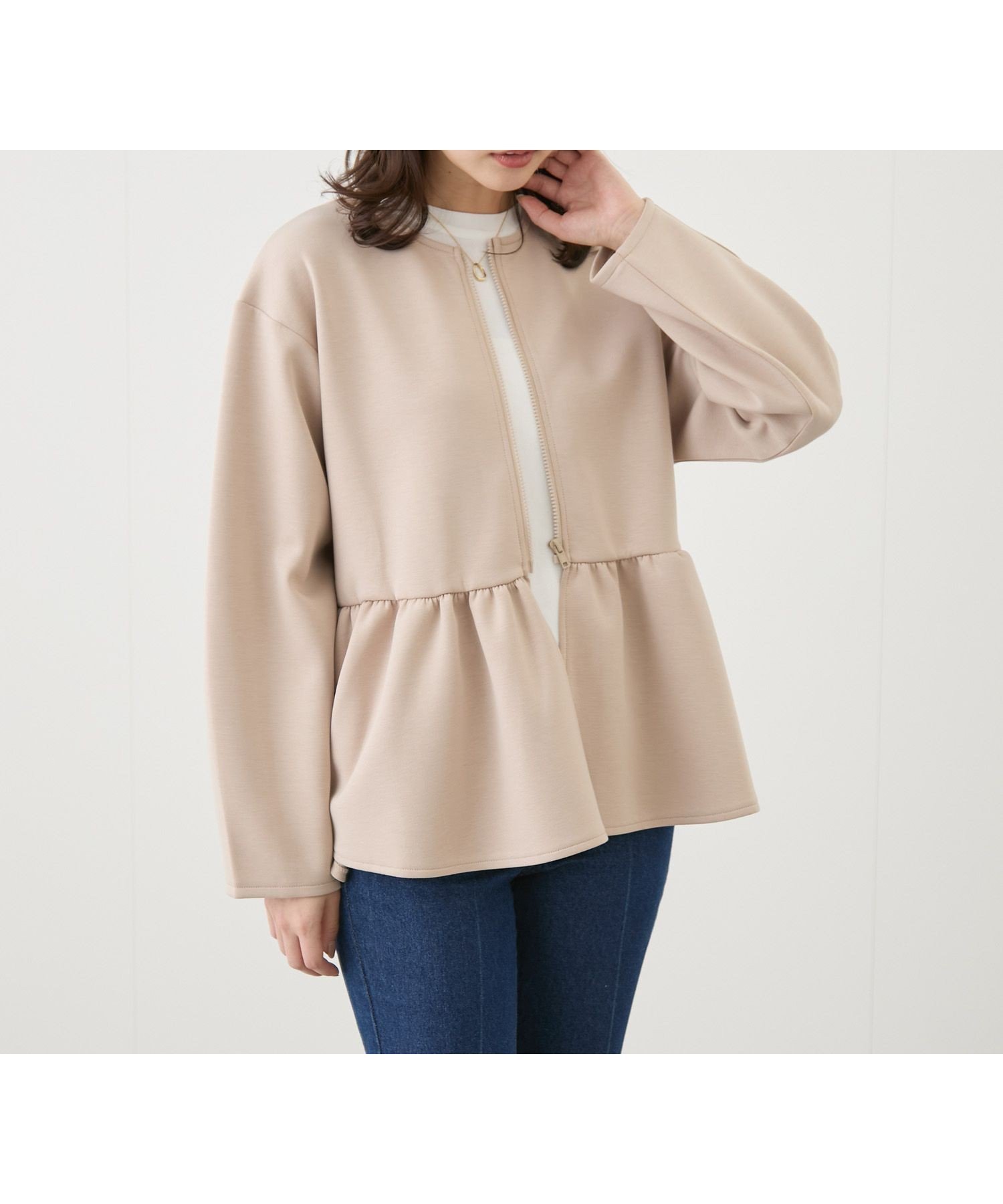 【ジャイロ/JAYRO】のペプラムノーカラージャケット インテリア・キッズ・メンズ・レディースファッション・服の通販 founy(ファニー) 　ファッション　Fashion　レディースファッション　Fashion for Women　アウター　Coat / Outerwear Collection　レディースジャケット・軽アウター　Jackets　ノーカラージャケット / シンプル上品コーデ　Collarless Jackets　おすすめ　Recommended / Our Picks　インナー　Innerwear　シンプル　Simple, Minimal　ジャケット　Jacket, Outerwear　デニム　Denim, Jeans Material　ペプラム　Peplum, Flared Hem　ボトム　Bottoms, Lower Wear　ポケット　Pocket, Pocket Detail　無地　Plain, Solid Color　グレー系(09)|ID: prp329100004698969 ipo3291000000033997961