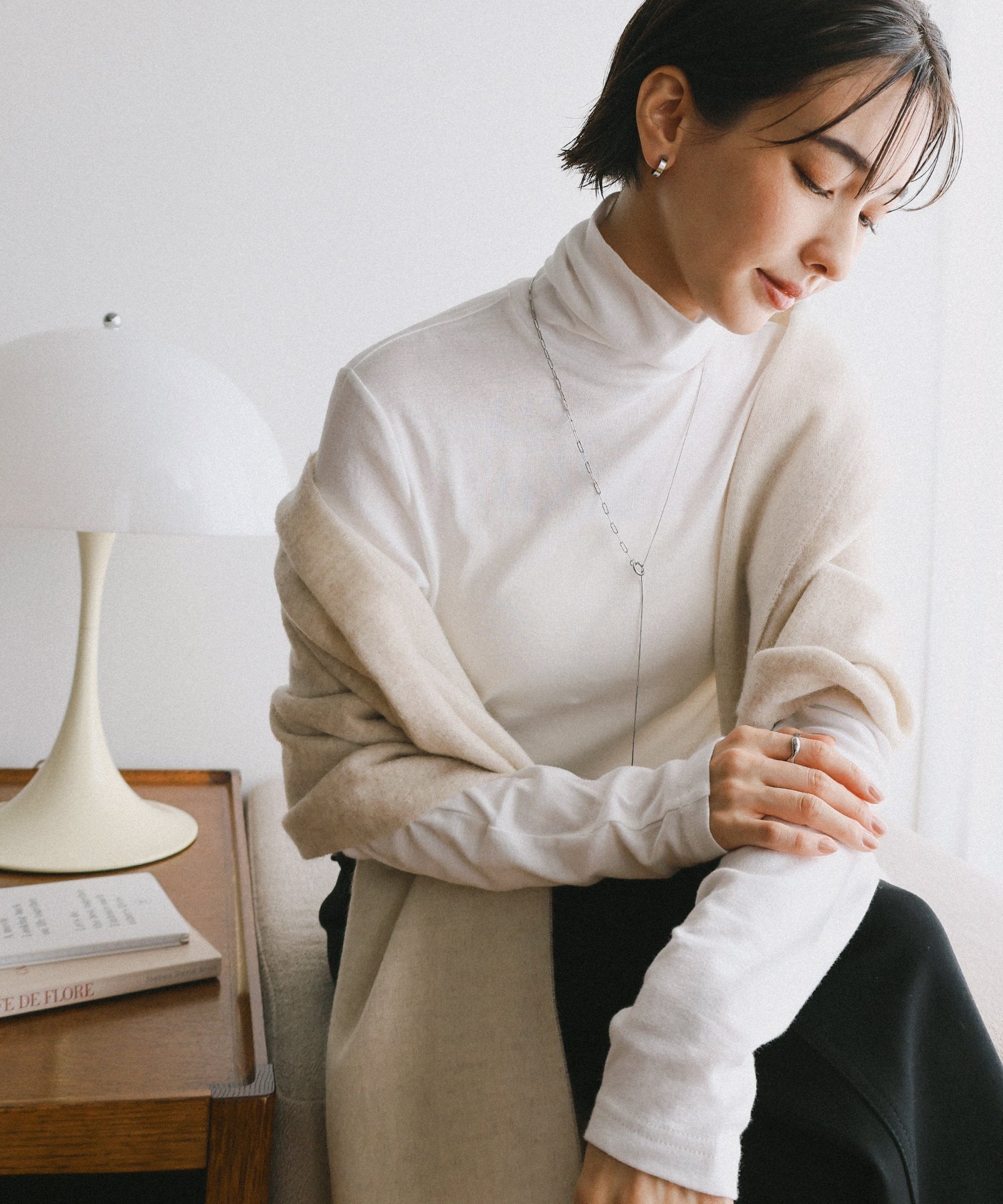 【アンドミー/andme】のソフトフライス 長袖 Tシャツ《タートルネック 》evernavy エバーネイビー インテリア・キッズ・メンズ・レディースファッション・服の通販 founy(ファニー) 　ファッション　Fashion　レディースファッション　Fashion for Women　トップス・カットソー　Cut & Sew Tops　シャツ・ブラウス・オフィスカジュアル　Elegant Blouses & Button-Ups　ロングTシャツ・Tシャツ　Longline T-Shirts & Tees　タートルネック・ハイネックトップス　Turtlenecks & High-Neck Tops　インナー　Innerwear　カットソー　Cut and Sewn Top　タートルネック　Turtleneck, High Neck　長袖　Long Sleeve, Full Sleeve　おすすめ　Recommended / Our Picks　エレガント 上品　Elegant　オフホワイト|ID: prp329100004699131 ipo3291000000034232173