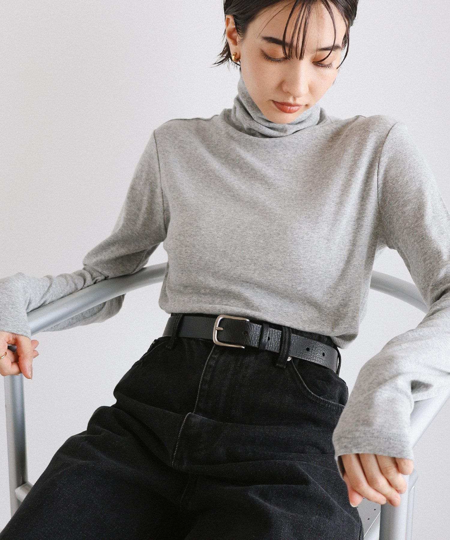 【アンドミー/andme】のソフトフライス 長袖 Tシャツ《タートルネック 》evernavy エバーネイビー インテリア・キッズ・メンズ・レディースファッション・服の通販 founy(ファニー) 　ファッション　Fashion　レディースファッション　Fashion for Women　トップス・カットソー　Cut & Sew Tops　シャツ・ブラウス・オフィスカジュアル　Elegant Blouses & Button-Ups　ロングTシャツ・Tシャツ　Longline T-Shirts & Tees　タートルネック・ハイネックトップス　Turtlenecks & High-Neck Tops　インナー　Innerwear　カットソー　Cut and Sewn Top　タートルネック　Turtleneck, High Neck　長袖　Long Sleeve, Full Sleeve　おすすめ　Recommended / Our Picks　エレガント 上品　Elegant　杢グレー|ID: prp329100004699131 ipo3291000000034232177