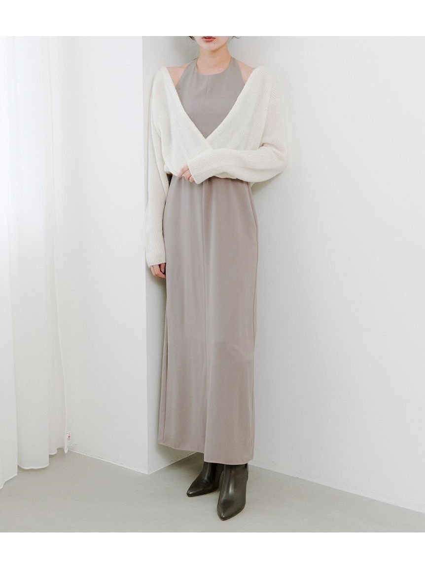 【スナイデル/SNIDEL】のカシュクールニットセットホルターワンピース 人気、トレンドファッション・服の通販 founy(ファニー) 　ファッション　Fashion　レディースファッション　Fashion for Women　ワンピース　Dresses　ウェーブ　Wavy Pattern　エレガント 上品　Elegant　スマート　Smart, Elegant　ドレープ　Drape, Draping Fabric　フィット　Fit, Slim Fit　おすすめ　Recommended / Our Picks　 other-1|ID: prp329100004699195 ipo3291000000033931823