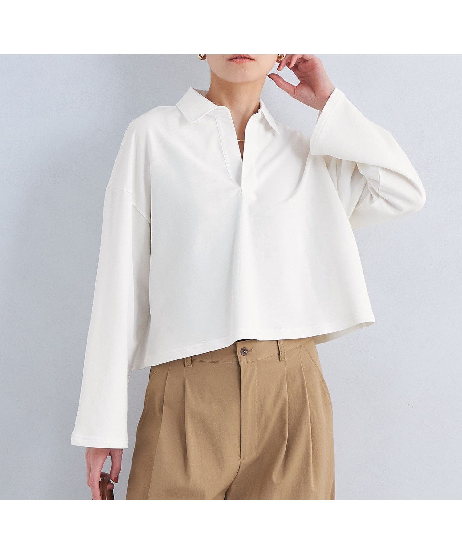 【ユナイテッドアローズ/UNITED ARROWS】のクロップド ラガー シャツ インテリア・キッズ・メンズ・レディースファッション・服の通販 founy(ファニー) 　ファッション　Fashion　レディースファッション　Fashion for Women　トップス・カットソー　Cut & Sew Tops　シャツ・ブラウス・オフィスカジュアル　Elegant Blouses & Button-Ups　春　Spring　カットソー　Cut and Sewn Top　クロップド　Cropped, Short Length　タイトスカート　Pencil Skirt, Tight Skirt　デニム　Denim, Jeans Material　トレンド　Trend, Trending Now　バランス　Balance, Style Balance　ボーダー　Border, Stripe　アウトレット　Outlet / Clearance　夏　Summer　OFF WHITE|ID: prp329100004699213 ipo3291000000034045568