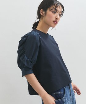 【アダム エ ロペ/ADAM ET ROPE'】の【サステナブル】バルーンスリーブTシャツ 人気、トレンドファッション・服の通販 founy(ファニー) ファッション Fashion レディースファッション Fashion for Women トップス・カットソー Cut & Sew Tops シャツ・ブラウス・オフィスカジュアル Elegant Blouses & Button-Ups ロングTシャツ・Tシャツ Longline T-Shirts & Tees オーガニック Organic Cotton 春 Spring カットソー Cut and Sewn Top シンプル Simple, Minimal ストレッチ Stretch, Stretchy Fabric スリーブ Sleeve, Long Sleeve / Short Sleeve タイプライター Typewriter Fabric, Crisp Cotton ダブル Double, Double-Breasted デニム Denim, Jeans Material ハーフ Half, Half-Length バランス Balance, Style Balance バルーン Balloon, Balloon Silhouette ボトム Bottoms, Lower Wear ワイド Wide, Wide Fit S/S・春夏 SS, Spring/Summer, Warm Season 夏 Summer エレガント 上品 Elegant 2025年 2025 2025春夏・S/S Spring/Summer 2025 SS25 |ID:prp329100004699358