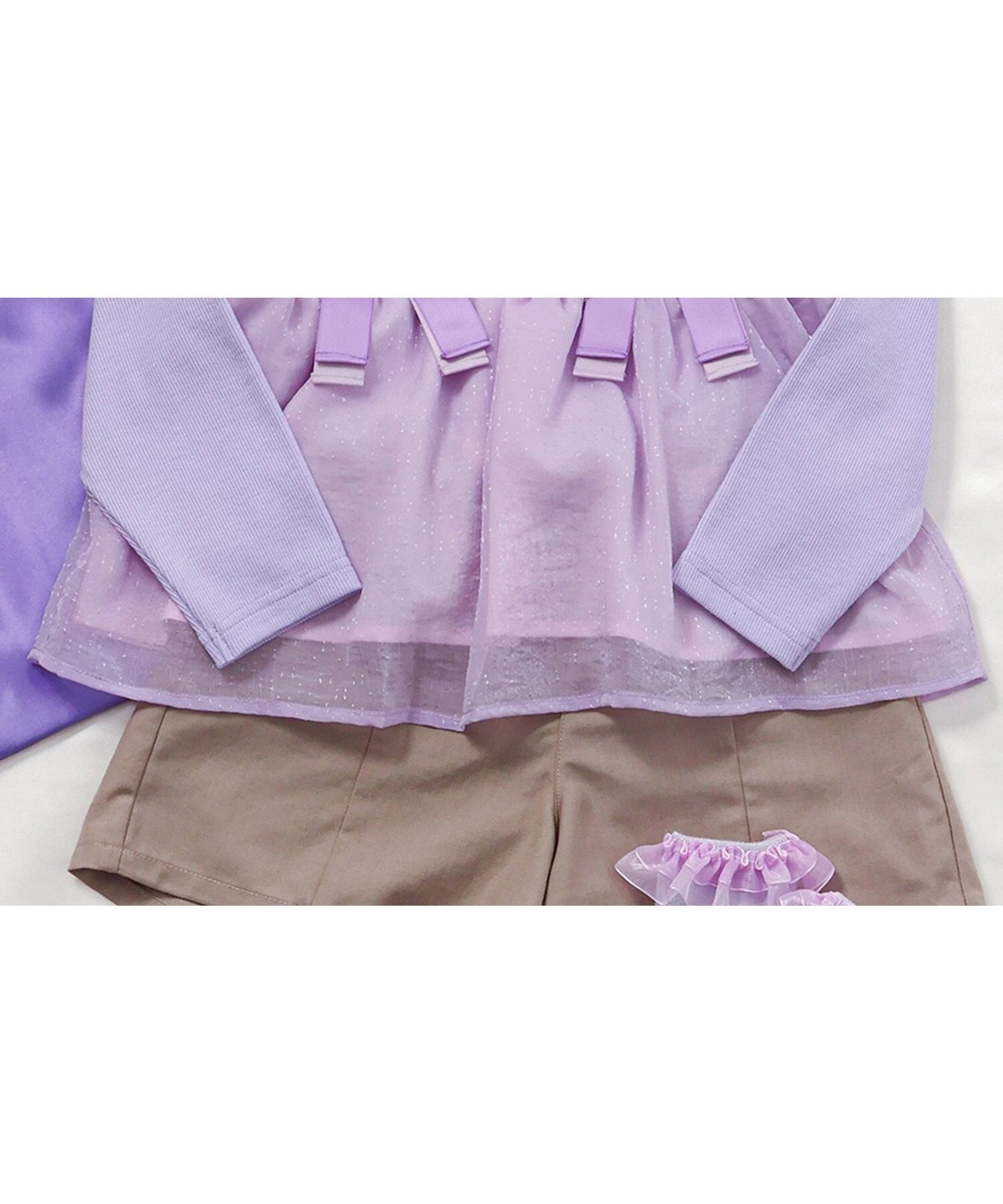 【エフオー オンラインストア/F.O.Online Store / KIDS】のディズニーキャラクターペプラムトップス インテリア・キッズ・メンズ・レディースファッション・服の通販 founy(ファニー) 　ファッション　Fashion　キッズファッション　Fashion for Kids　トップス・カットソー　Cut & Sew Tops　おすすめ　Recommended / Our Picks　キャラクター　Character, Licensed Characters　コレクション　Collection, Seasonal Line　シンプル　Simple, Minimal　セットアップ　Set-Up, Coordinated Outfit　チュニック　Tunic, Long Top　ボトム　Bottoms, Lower Wear　ラベンダー|ID: prp329100004699369 ipo3291000000034112725