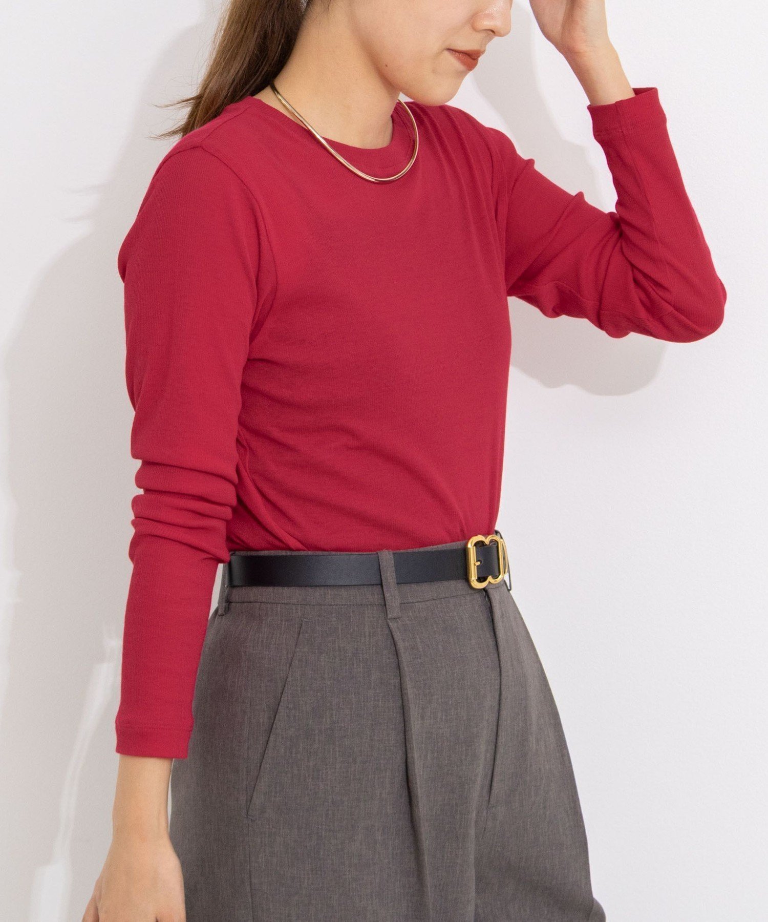 【ノーリーズ/NOLLEY'S】のシアー配色トリミングロンT インテリア・キッズ・メンズ・レディースファッション・服の通販 founy(ファニー) 　ファッション　Fashion　レディースファッション　Fashion for Women　トップス・カットソー　Cut & Sew Tops　ロングTシャツ・Tシャツ　Longline T-Shirts & Tees　2025年　2025　2025-2026秋冬・A/W　Autumn/Winter 2025–26 AW25–26　インナー　Innerwear　シアー　Sheer, See-Through　ジャケット　Jacket, Outerwear　トリミング　Trimming, Decorative Edge　フィット　Fit, Slim Fit　定番　Standard, Basic Item　春　Spring　レッド|ID: prp329100004699375 ipo3291000000033932897