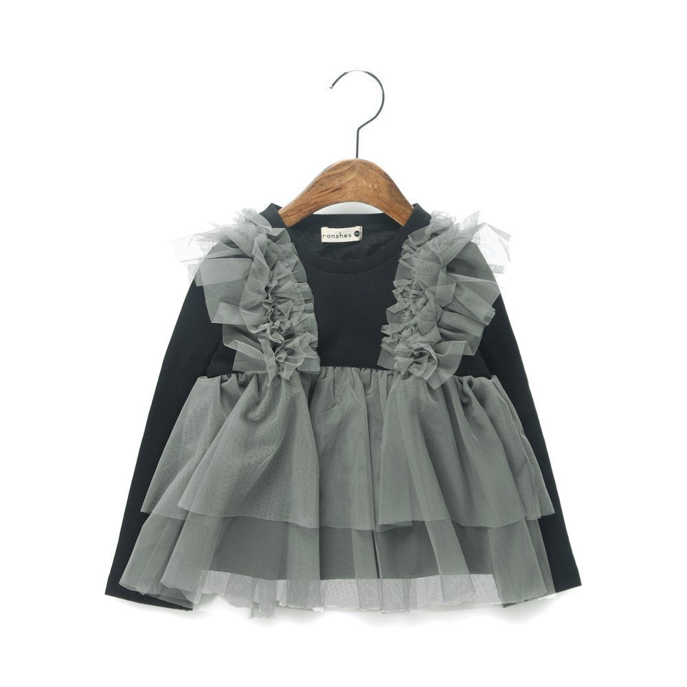 【ブランシェス/branshes / KIDS】の【おそろい】チュールレイヤード風長袖Tシャツ インテリア・キッズ・メンズ・レディースファッション・服の通販 founy(ファニー) 　ファッション　Fashion　キッズファッション　Fashion for Kids　おすすめ　Recommended / Our Picks　チュール　Tulip, Tulip Motif　ドッキング　Docking, Mixed Material　フリル　Frill, Ruffle　ベビー　Baby, Babywear　ベーシック　Basic, Essential　長袖　Long Sleeve, Full Sleeve　グレー|ID: prp329100004699508 ipo3291000000033994603