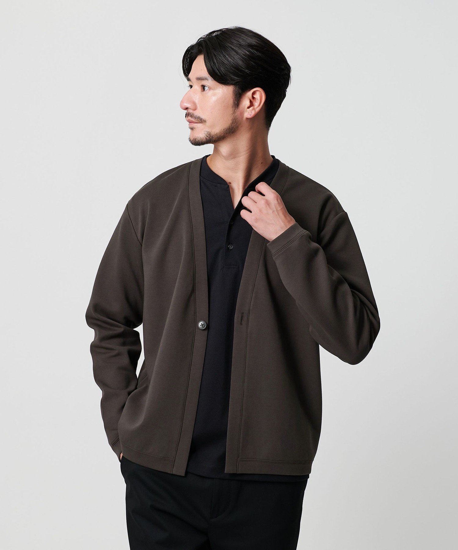 【ビューティ&ユース ユナイテッドアローズ/BEAUTY&YOUTH / UNITED ARROWS / MEN】の【WEB限定 WARDROBE SMART】ダブルニット カーディガン/セットアップ対応 インテリア・キッズ・メンズ・レディースファッション・服の通販 founy(ファニー) 　ファッション　Fashion　メンズファッション　Fashion for Men　セットアップ　Matching Sets　春　Spring　カーディガン　Cardigan, Knitwear　シンプル　Simple, Minimal　スウェット / スエット　Sweatshirt, Sweatwear　スマート　Smart, Elegant　スラックス　Slacks, Dress Pants　セットアップ　Set-Up, Coordinated Outfit　ダブル　Double, Double-Breasted　トレーナー　Sweatshirt, Trainer　パーカー　Hoodie, Parka　ファブリック　Fabric, Textile　フィット　Fit, Slim Fit　フラット　Flat, Flat Shoes　リラックス　Relax, Relaxed Fit　A/W・秋冬　Autumn/Winter　エレガント 上品　Elegant　DK.BROWN|ID: prp329100004699718 ipo3291000000034217132