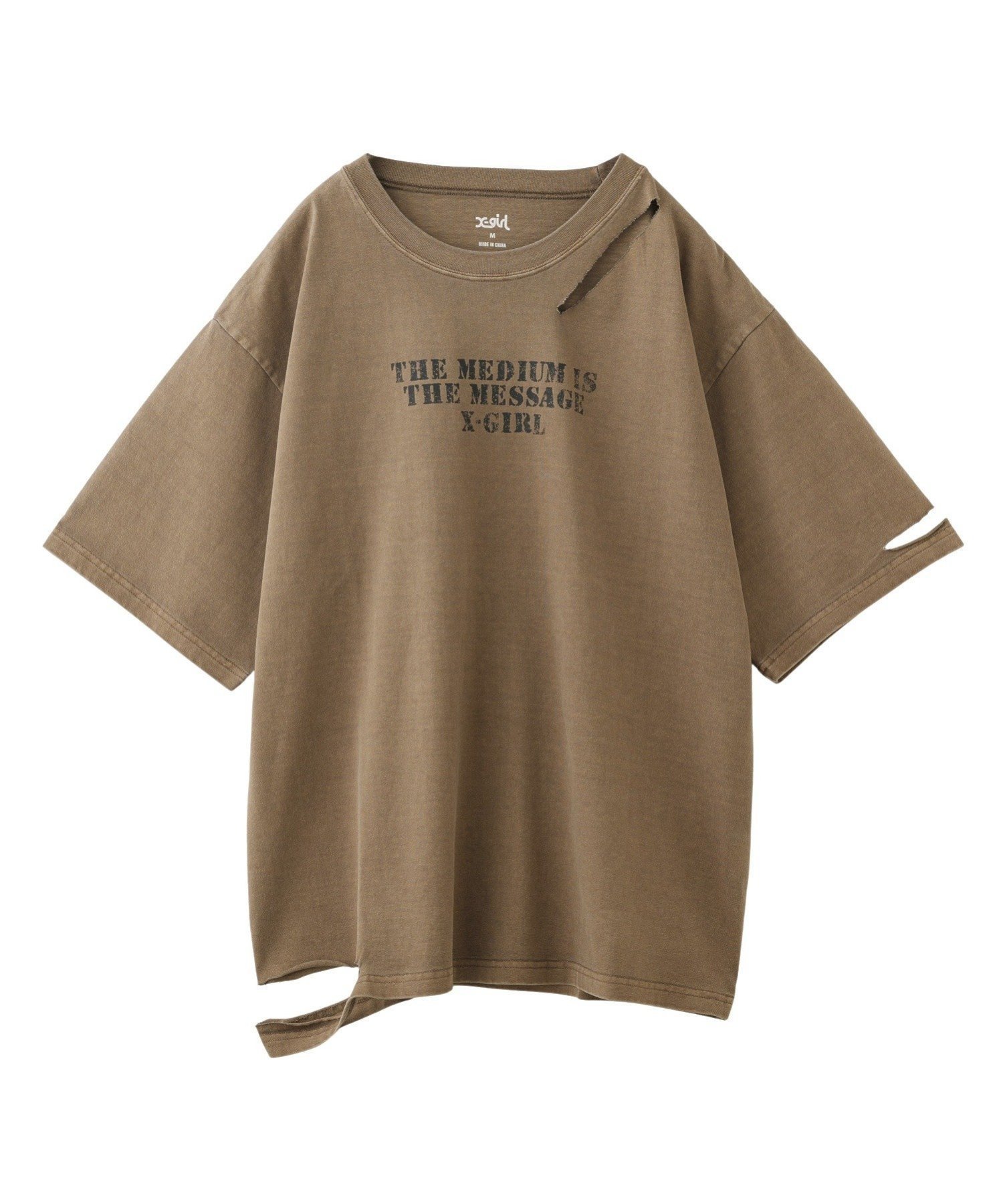 【エックスガール/X-girl】のFADED DISTRESSED S/S TEE X-girl インテリア・キッズ・メンズ・レディースファッション・服の通販 founy(ファニー) 　ファッション　Fashion　レディースファッション　Fashion for Women　デニム　Denim, Jeans Material　プリント　Print, Printed Pattern　今季　This Season, Current Season　半袖　Short Sleeve, Half Sleeve　夏　Summer　S/S・春夏　SS, Spring/Summer, Warm Season　BROWN|ID: prp329100004699765 ipo3291000000033976124