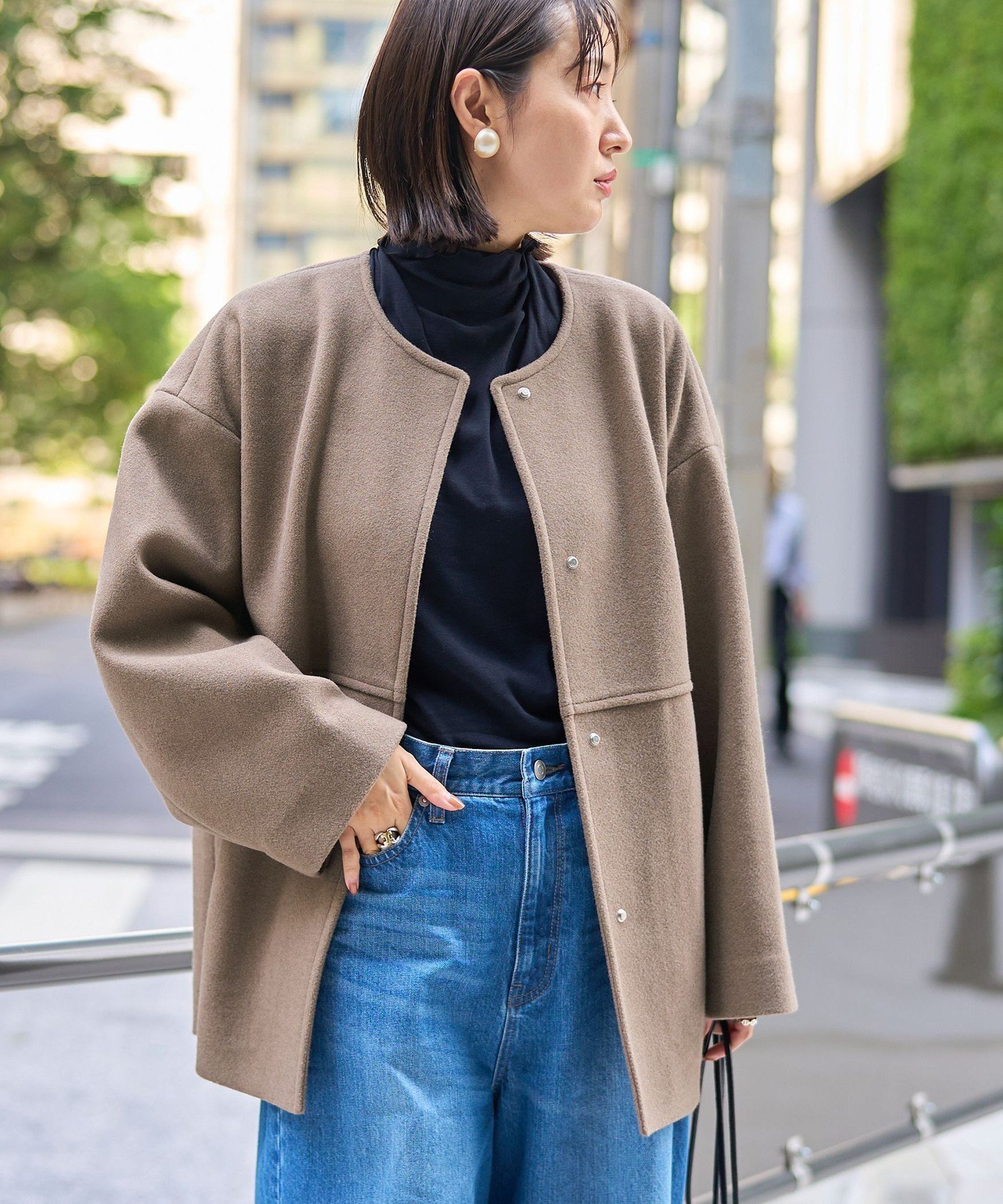 【コーエン/COEN】のライトメルトン ノーカラーミドルコート インテリア・キッズ・メンズ・レディースファッション・服の通販 founy(ファニー) 　ファッション　Fashion　レディースファッション　Fashion for Women　アウター　Coat / Outerwear Collection　コート・ロングコート・ピーコート　Long Coats, Peacoats & More　シンプル　Simple, Minimal　ストレッチ　Stretch, Stretchy Fabric　ポケット　Pocket, Pocket Detail　ミドル　Middle Length, Mid Height　メルトン　Melton, Heavy Wool　エレガント 上品　Elegant　MOCA|ID: prp329100004701031 ipo3291000000034475808