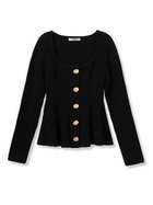 【スナイデル/SNIDEL】のスクエアネックペプラムニットプルオーバー 人気、トレンドファッション・服の通販 founy(ファニー) ファッション Fashion レディースファッション Fashion for Women トップス・カットソー Cut & Sew Tops ニット Knit Tops & Sweaters カジュアルプルオーバー・ニットトップス Pullovers & Knit Tops / Casual Pullovers クラシカル Classical, Vintage-Inspired スクエア Square, Square Shape スマート Smart, Elegant フロント Front, Front Design ペプラム Peplum, Flared Hem ミドル Middle Length, Mid Height メタル Metal, Metal Parts おすすめ Recommended / Our Picks thumbnail BLK[009]|ID: prp329100004701121 ipo3291000000033944118
