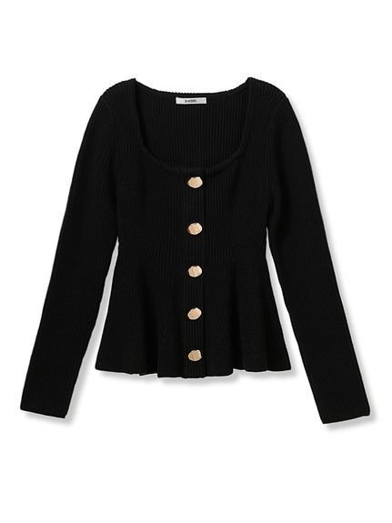 【スナイデル/SNIDEL】のスクエアネックペプラムニットプルオーバー インテリア・キッズ・メンズ・レディースファッション・服の通販 founy(ファニー) 　ファッション　Fashion　レディースファッション　Fashion for Women　トップス・カットソー　Cut & Sew Tops　ニット　Knit Tops & Sweaters　カジュアルプルオーバー・ニットトップス　Pullovers & Knit Tops / Casual Pullovers　クラシカル　Classical, Vintage-Inspired　スクエア　Square, Square Shape　スマート　Smart, Elegant　フロント　Front, Front Design　ペプラム　Peplum, Flared Hem　ミドル　Middle Length, Mid Height　メタル　Metal, Metal Parts　おすすめ　Recommended / Our Picks　BLK[009]|ID: prp329100004701121 ipo3291000000033944118