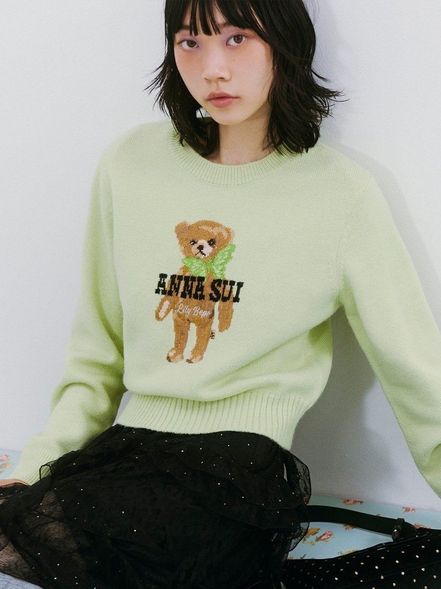 【リリーブラウン/Lily Brown】の【LILY BROWN ×ANNA SUI】バタフライLily Bearニット インテリア・キッズ・メンズ・レディースファッション・服の通販 founy(ファニー) 　ファッション　Fashion　レディースファッション　Fashion for Women　トップス・カットソー　Cut & Sew Tops　ニット　Knit Tops & Sweaters　ウォーム　Warm Fabric　コレクション　Collection, Seasonal Line　スペシャル　Special, Limited Edition　スマート　Smart, Elegant　人気　Popular, Best Seller　バタフライ　Butterfly, Butterfly Motif　フロント　Front, Front Design　モチーフ　Motif, Design Theme　MNT[021]|ID: prp329100004701122 ipo3291000000033944134
