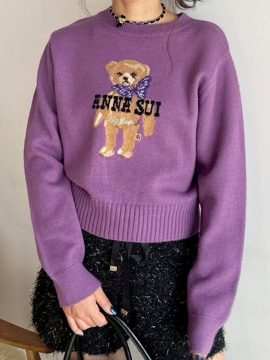【リリーブラウン/Lily Brown】の【LILY BROWN ×ANNA SUI】バタフライLily Bearニット インテリア・キッズ・メンズ・レディースファッション・服の通販 founy(ファニー) 　ファッション　Fashion　レディースファッション　Fashion for Women　トップス・カットソー　Cut & Sew Tops　ニット　Knit Tops & Sweaters　ウォーム　Warm Fabric　コレクション　Collection, Seasonal Line　スペシャル　Special, Limited Edition　スマート　Smart, Elegant　人気　Popular, Best Seller　バタフライ　Butterfly, Butterfly Motif　フロント　Front, Front Design　モチーフ　Motif, Design Theme　PPL[077]|ID: prp329100004701122 ipo3291000000033944135