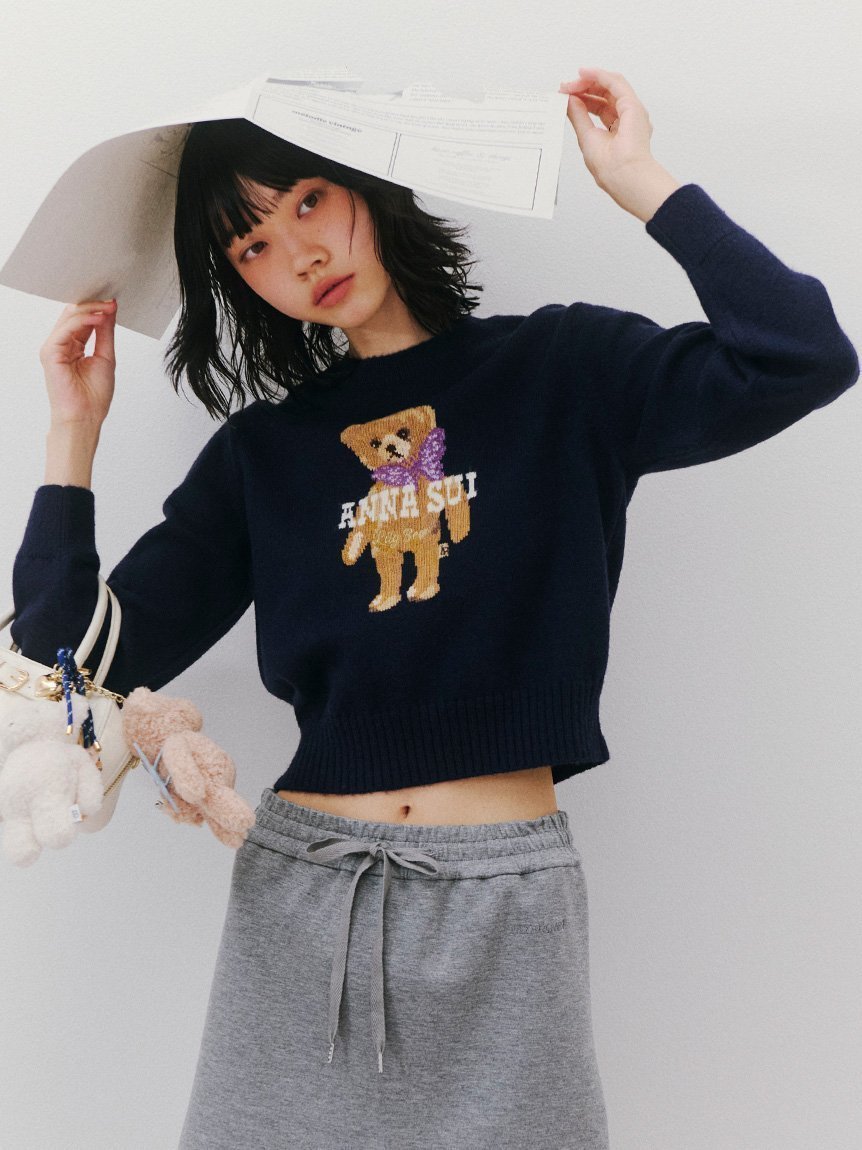 【リリーブラウン/Lily Brown】の【LILY BROWN ×ANNA SUI】バタフライLily Bearニット インテリア・キッズ・メンズ・レディースファッション・服の通販 founy(ファニー) 　ファッション　Fashion　レディースファッション　Fashion for Women　トップス・カットソー　Cut & Sew Tops　ニット　Knit Tops & Sweaters　ウォーム　Warm Fabric　コレクション　Collection, Seasonal Line　スペシャル　Special, Limited Edition　スマート　Smart, Elegant　人気　Popular, Best Seller　バタフライ　Butterfly, Butterfly Motif　フロント　Front, Front Design　モチーフ　Motif, Design Theme　NVY[089]|ID: prp329100004701122 ipo3291000000033944137