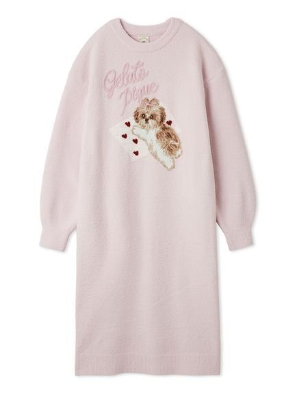 【ジェラート ピケ/gelato pique】のシーズ-ジャガードワンピース インテリア・キッズ・メンズ・レディースファッション・服の通販 founy(ファニー) 　ファッション　Fashion　レディースファッション　Fashion for Women　ワンピース　Dresses　おすすめ　Recommended / Our Picks　ギフト プレゼント　Gift / Present　ストライプ　Stripe, Striped Pattern　スマート　Smart, Elegant　リボン　Ribbon, Bow　楽ちん　Easy Fit, Comfortable　犬　Dog　PNK[066]|ID: prp329100004701135 ipo3291000000034087141