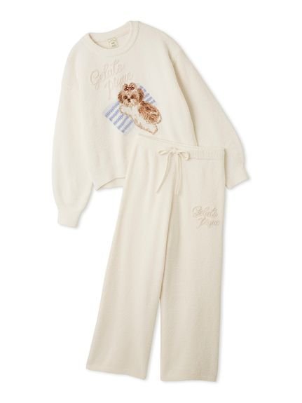 【ジェラート ピケ/gelato pique】の【ONLINE限定】シーズージャガードプルオーバー ベビモコロングパンツセット インテリア・キッズ・メンズ・レディースファッション・服の通販 founy(ファニー) 　ファッション　Fashion　レディースファッション　Fashion for Women　パンツ　Pants & Trousers　おすすめ　Recommended / Our Picks　ギフト プレゼント　Gift / Present　ストライプ　Stripe, Striped Pattern　スマート　Smart, Elegant　リボン　Ribbon, Bow　ロング　Long, Long-Length　犬　Dog　OWHT[002]|ID: prp329100004701139 ipo3291000000033944305