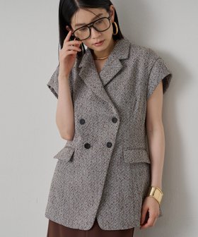 【パルグループ/PAL GROUP】の【Loungedress】キャップスリーブWジレ 人気、トレンドファッション・服の通販 founy(ファニー) ファッション Fashion レディースファッション Fashion for Women アウター Coat / Outerwear Collection トップス・カットソー Cut & Sew Tops ベスト&ジレ / 重ね着スタイル Vests & Gilets ワンピース Dresses フォーマル・パーティードレス・結婚式用ドレス Elegant & Casual Dresses カットソー Cut and Sewn Top キャップ Cap, Baseball Cap シェイプ Shape, Slim Fit シンプル Simple, Minimal スリーブ Sleeve, Long Sleeve / Short Sleeve ツイード Twill, Twill Weave ノースリーブ Sleeveless, No-Sleeve 再入荷 Restock / Back in Stock エレガント 上品 Elegant |ID:prp329100004701212
