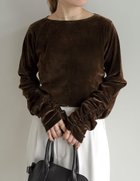 【リエディ/Re:EDIT】のフロッキーベロア袖シャーリングトップス 人気、トレンドファッション・服の通販 founy(ファニー) ファッション Fashion レディースファッション Fashion for Women トップス・カットソー Cut & Sew Tops ベロアトップス Velour Tops / Velvet-Look Items シャーリング Shirring, Ruched シンプル Simple, Minimal スラックス Slacks, Dress Pants トレンド Trend, Trending Now 長袖 Long Sleeve, Full Sleeve ベロア Velour, Soft Velvet ベーシック Basic, Essential ボトム Bottoms, Lower Wear ワイド Wide, Wide Fit おすすめ Recommended / Our Picks thumbnail ブラウン|ID: prp329100004701349 ipo3291000000034008480