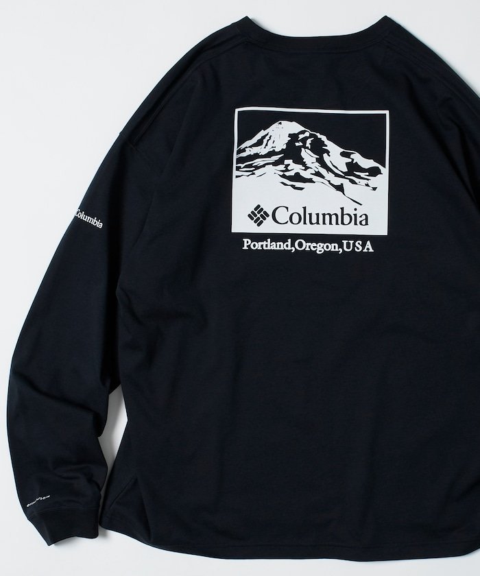 【フリークスストア/FREAK'S STORE】のColumbia×FREAK S STORE 別注 インペリアルパーク バックプリント ロングスリーブTシャツ 【限定展開】 25AW インテリア・キッズ・メンズ・レディースファッション・服の通販 founy(ファニー) 　ファッション　Fashion　メンズファッション　Fashion for Men　インナー　Innerwear　ヴィンテージ　Vintage Style　カーゴパンツ　Cargo Pants, Utility Pants　グラフィック　Graphic, Graphic Design　スラックス　Slacks, Dress Pants　スリーブ　Sleeve, Long Sleeve / Short Sleeve　デニム　Denim, Jeans Material　トレンド　Trend, Trending Now　定番　Standard, Basic Item　人気　Popular, Best Seller　バランス　Balance, Style Balance　ビッグ　Big, Oversized　フィット　Fit, Slim Fit　プリント　Print, Printed Pattern　ボトム　Bottoms, Lower Wear　別注　Limited Edition, Custom Order　リラックス　Relax, Relaxed Fit　ロング　Long, Long-Length　ワイド　Wide, Wide Fit　ワンポイント　One Point, Statement Accent　A/W・秋冬　Autumn/Winter　冬　Winter / This Winter　おすすめ　Recommended / Our Picks　2025年　2025　2025-2026秋冬・A/W　Autumn/Winter 2025–26 AW25–26　BLK Mt Print|ID: prp329100004701440 ipo3291000000034120563