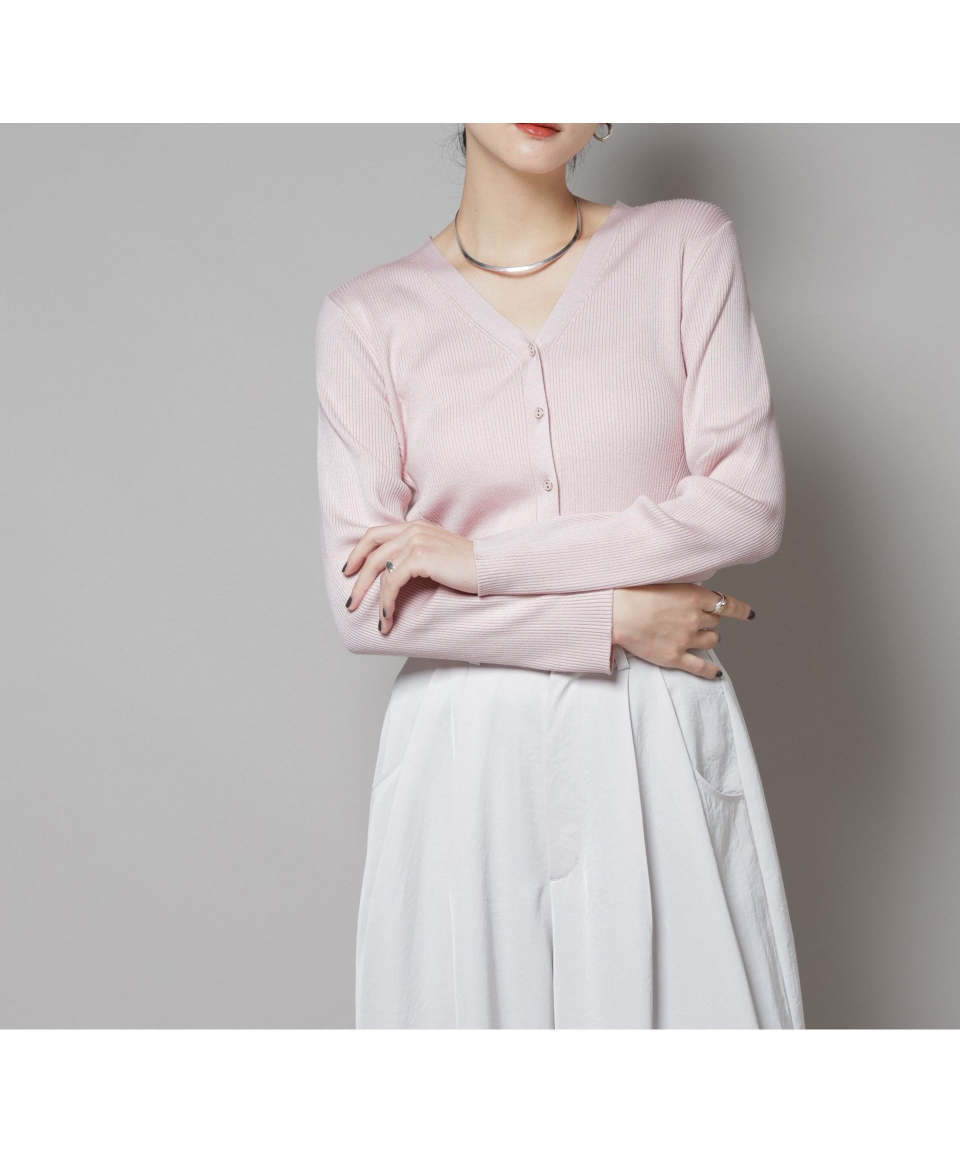 【ナノ ユニバース/nano universe】のCICA UVカット加工Vネックリブカーディガン インテリア・キッズ・メンズ・レディースファッション・服の通販 founy(ファニー) 　ファッション　Fashion　レディースファッション　Fashion for Women　トップス・カットソー　Cut & Sew Tops　カーディガン・羽織り　Layered Style Cardigans　Vネックトップス　V-Neck Tops / V-Cut Neckline Shirts　秋　Autumn　カーディガン　Cardigan, Knitwear　シンプル　Simple, Minimal　ベーシック　Basic, Essential　エレガント 上品　Elegant　2025年　2025　2025-2026秋冬・A/W　Autumn/Winter 2025–26 AW25–26　ピンク|ID: prp329100004701496 ipo3291000000034719732