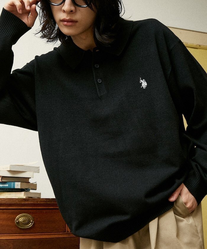 【フリークスストア/FREAK'S STORE】の別注 SWEAT LIKE KNIT POLO/スウェットライクニットポロ 25AW インテリア・キッズ・メンズ・レディースファッション・服の通販 founy(ファニー) 　ファッション　Fashion　レディースファッション　Fashion for Women　トップス・カットソー　Cut & Sew Tops　ニット　Knit Tops & Sweaters　レディースパーカー・カジュアルフーディー　Casual Hoodies & Sweatshirts　スウェット・クルーネックトップス　Sweatshirts & Crewnecks / Relaxed Fit Sweat Tops　2025年　2025　2025-2026秋冬・A/W　Autumn/Winter 2025–26 AW25–26　冬　Winter / This Winter　おすすめ　Recommended / Our Picks　シンプル　Simple, Minimal　スウェット / スエット　Sweatshirt, Sweatwear　トレンド　Trend, Trending Now　ポロシャツ　Polo Shirt, Collared Tee　リラックス　Relax, Relaxed Fit　ワンポイント　One Point, Statement Accent　別注　Limited Edition, Custom Order　A/W・秋冬　Autumn/Winter　ブラック|ID: prp329100004701583 ipo3291000000034559774