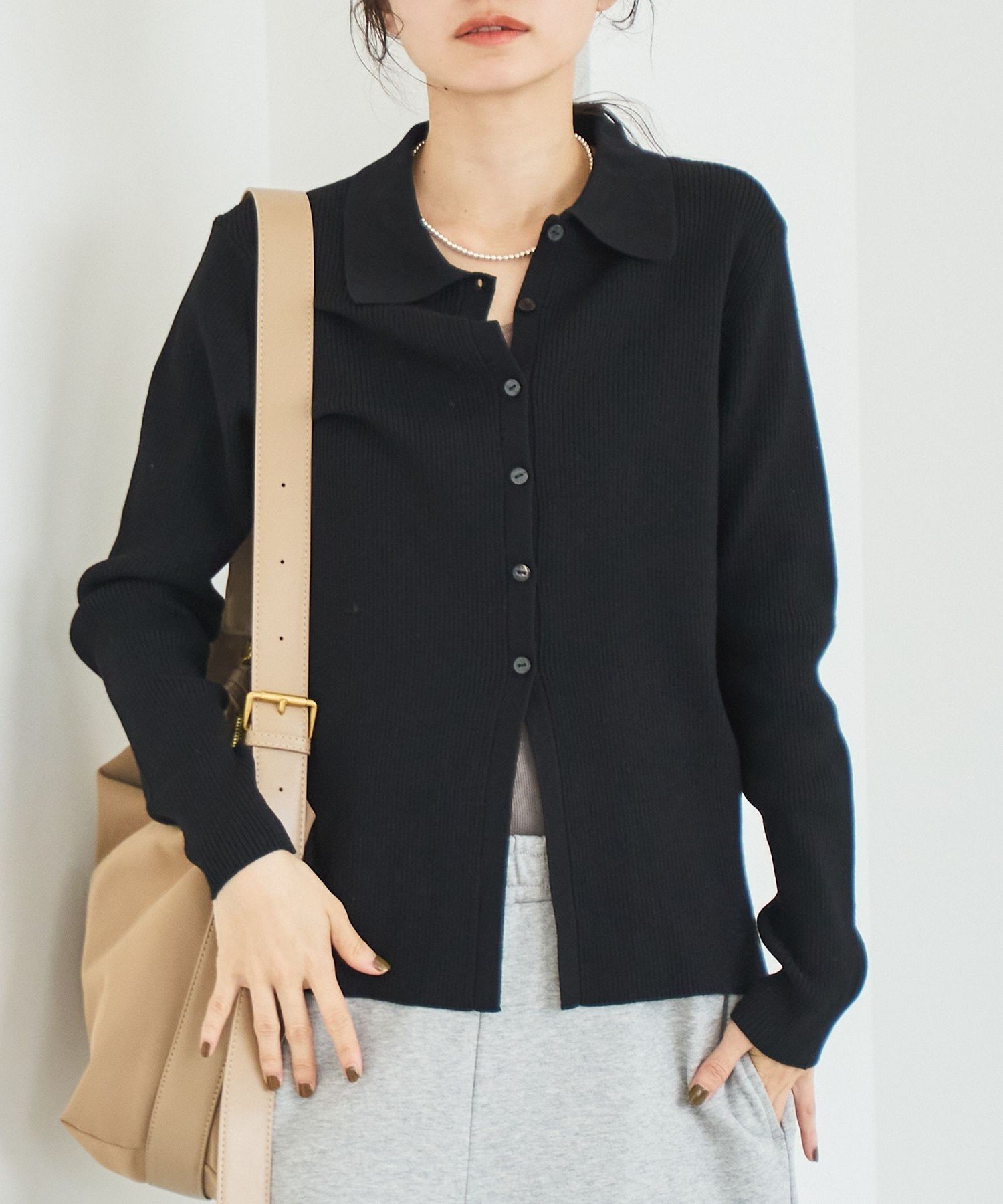 【コーエン/COEN】のウール混 襟付きリブニットカーディガン【YouTube紹介アイテム】 インテリア・キッズ・メンズ・レディースファッション・服の通販 founy(ファニー) 　ファッション　Fashion　レディースファッション　Fashion for Women　トップス・カットソー　Cut & Sew Tops　ニット　Knit Tops & Sweaters　カーディガン・羽織り　Layered Style Cardigans　カーディガン　Cardigan, Knitwear　キャミソール　Camisole, Spaghetti Strap Top　ボトム　Bottoms, Lower Wear　羽織　Haori, Light Jacket　BLACK|ID: prp329100004702001 ipo3291000000034401026