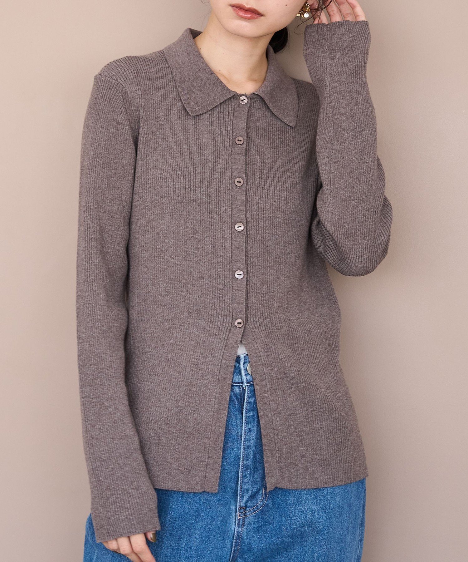 【コーエン/COEN】のウール混 襟付きリブニットカーディガン【YouTube紹介アイテム】 インテリア・キッズ・メンズ・レディースファッション・服の通販 founy(ファニー) 　ファッション　Fashion　レディースファッション　Fashion for Women　トップス・カットソー　Cut & Sew Tops　ニット　Knit Tops & Sweaters　カーディガン・羽織り　Layered Style Cardigans　カーディガン　Cardigan, Knitwear　キャミソール　Camisole, Spaghetti Strap Top　ボトム　Bottoms, Lower Wear　羽織　Haori, Light Jacket　MOCA|ID: prp329100004702001 ipo3291000000034401028