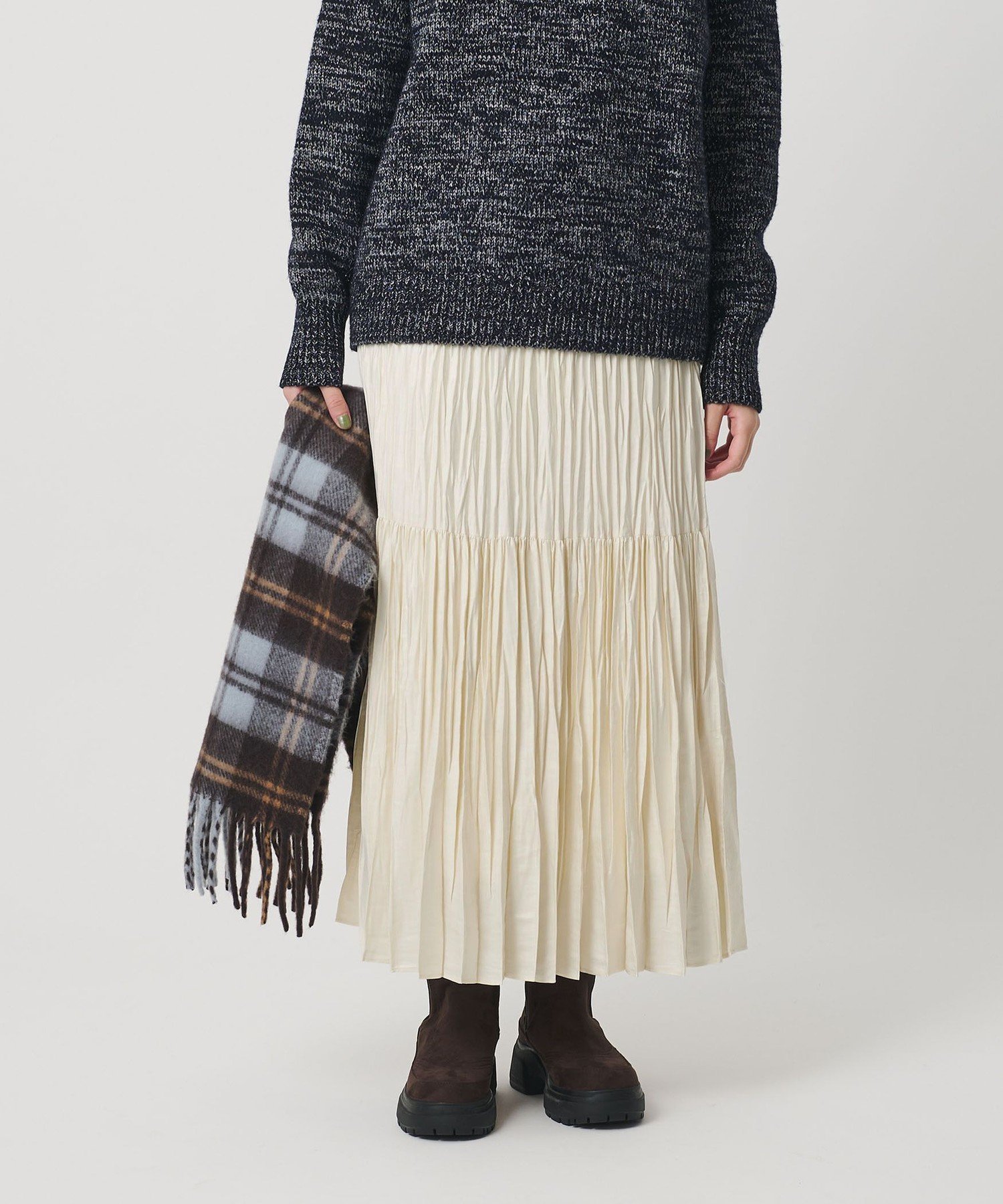 【ビューティ&ユース ユナイテッドアローズ/BEAUTY&YOUTH / UNITED ARROWS】のポリエステル チンツプリーツ スカート インテリア・キッズ・メンズ・レディースファッション・服の通販 founy(ファニー) 　ファッション　Fashion　レディースファッション　Fashion for Women　スカート　Skirts　プリーツスカート / 上品フェミニンスタイル　Pleated Skirts　今季　This Season, Current Season　スウェット / スエット　Sweatshirt, Sweatwear　タフタ　Taffeta, Structured Fabric　プリーツ　Pleats, Pleated　ランダム　Random, Irregular　A/W・秋冬　Autumn/Winter　おすすめ　Recommended / Our Picks　OFF WHITE|ID: prp329100004702086 ipo3291000000034642608